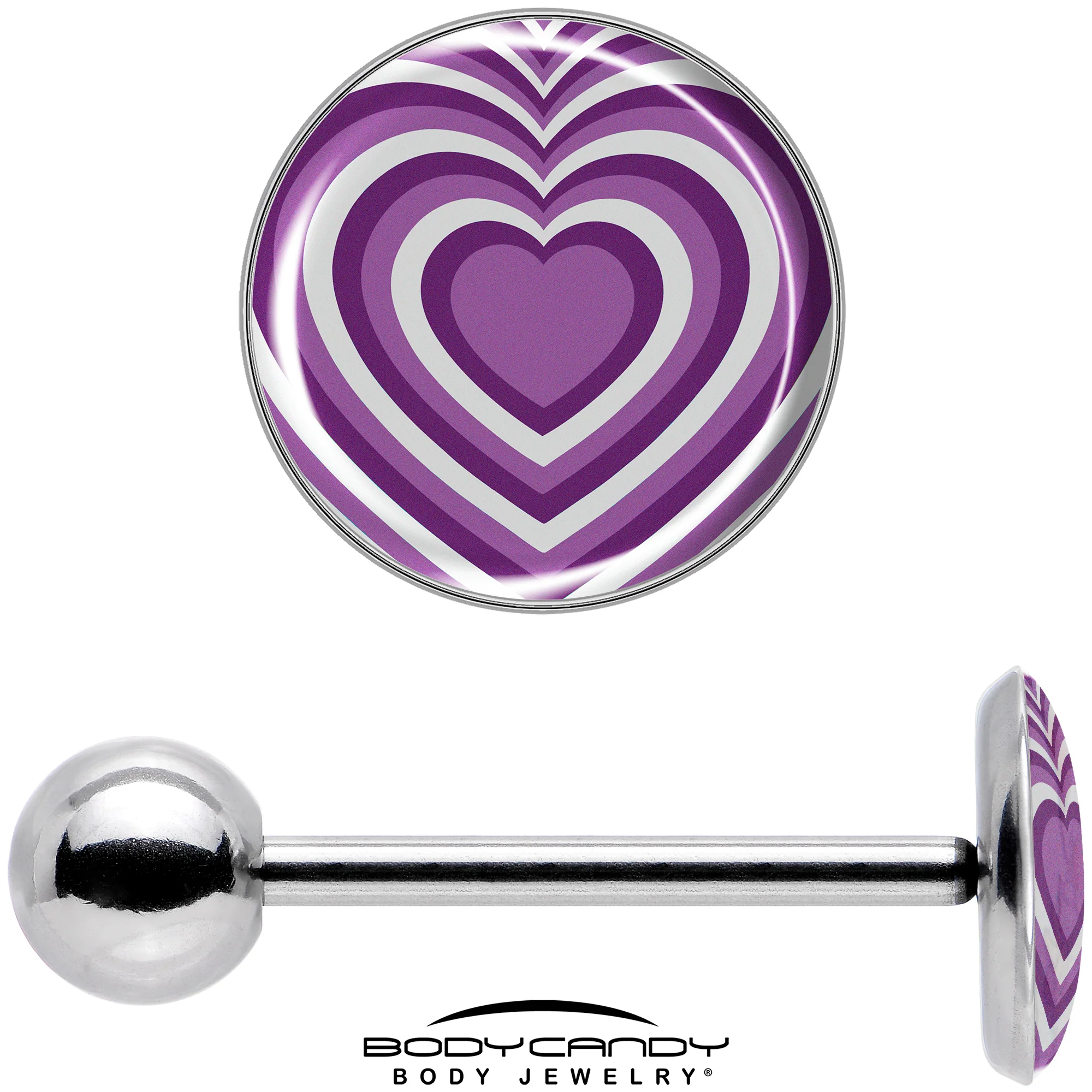 Purple Retro Heart Barbell Tongue Ring by Onyx O - Image 7