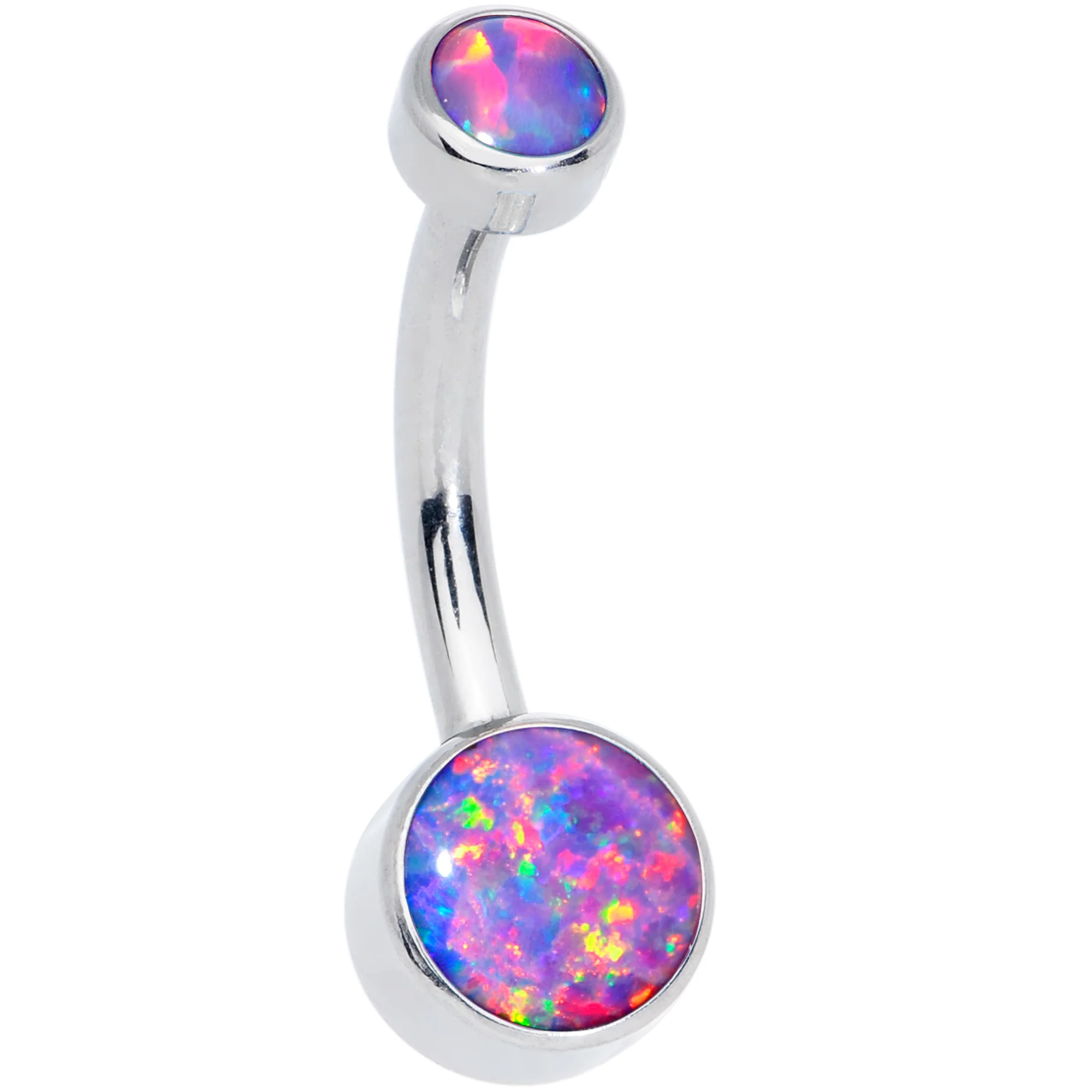 Purple Synthetic Opal Grade 23 Titanium Internal Thread Duo Belly Ring - Image 2