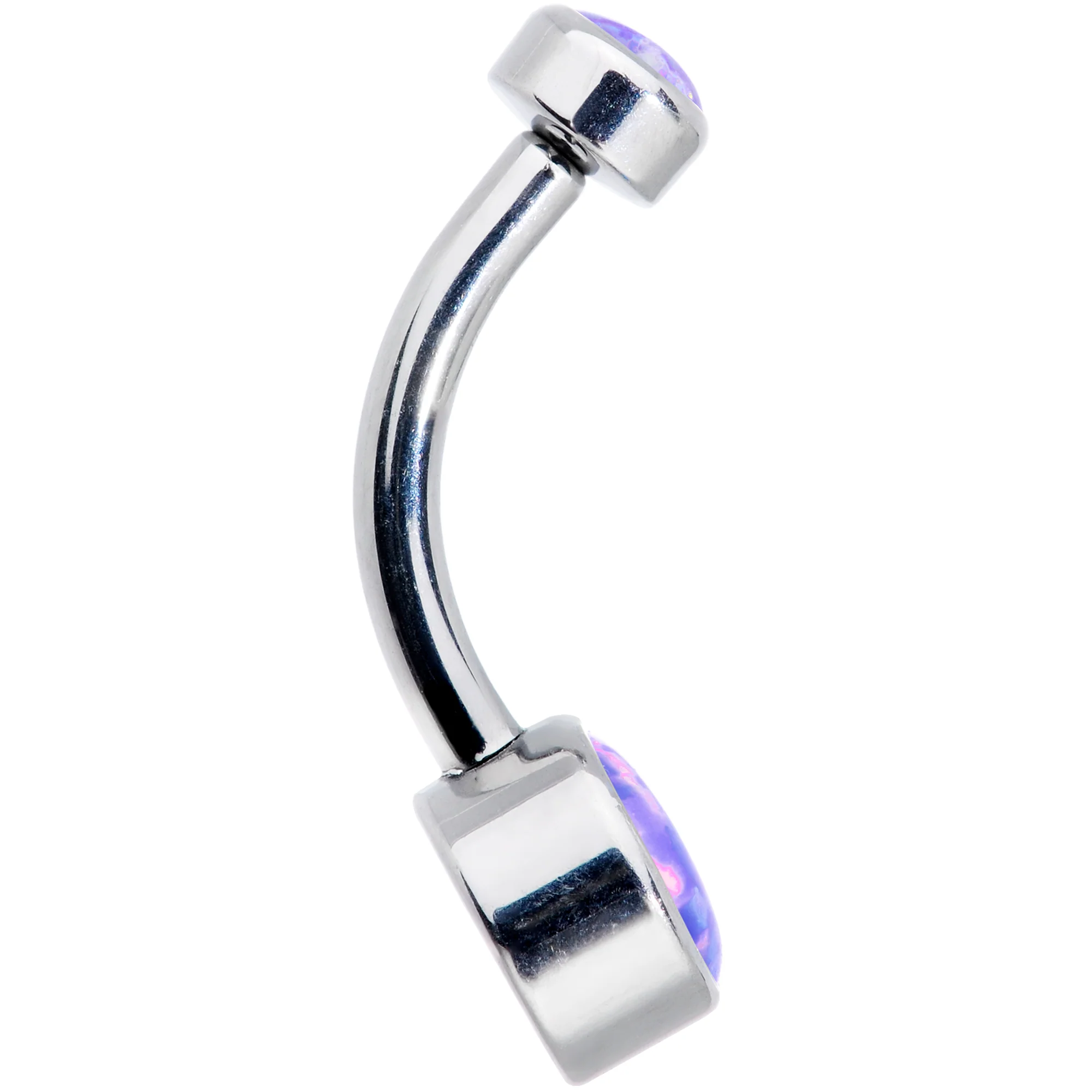 Purple Synthetic Opal Grade 23 Titanium Internal Thread Duo Belly Ring - Image 3