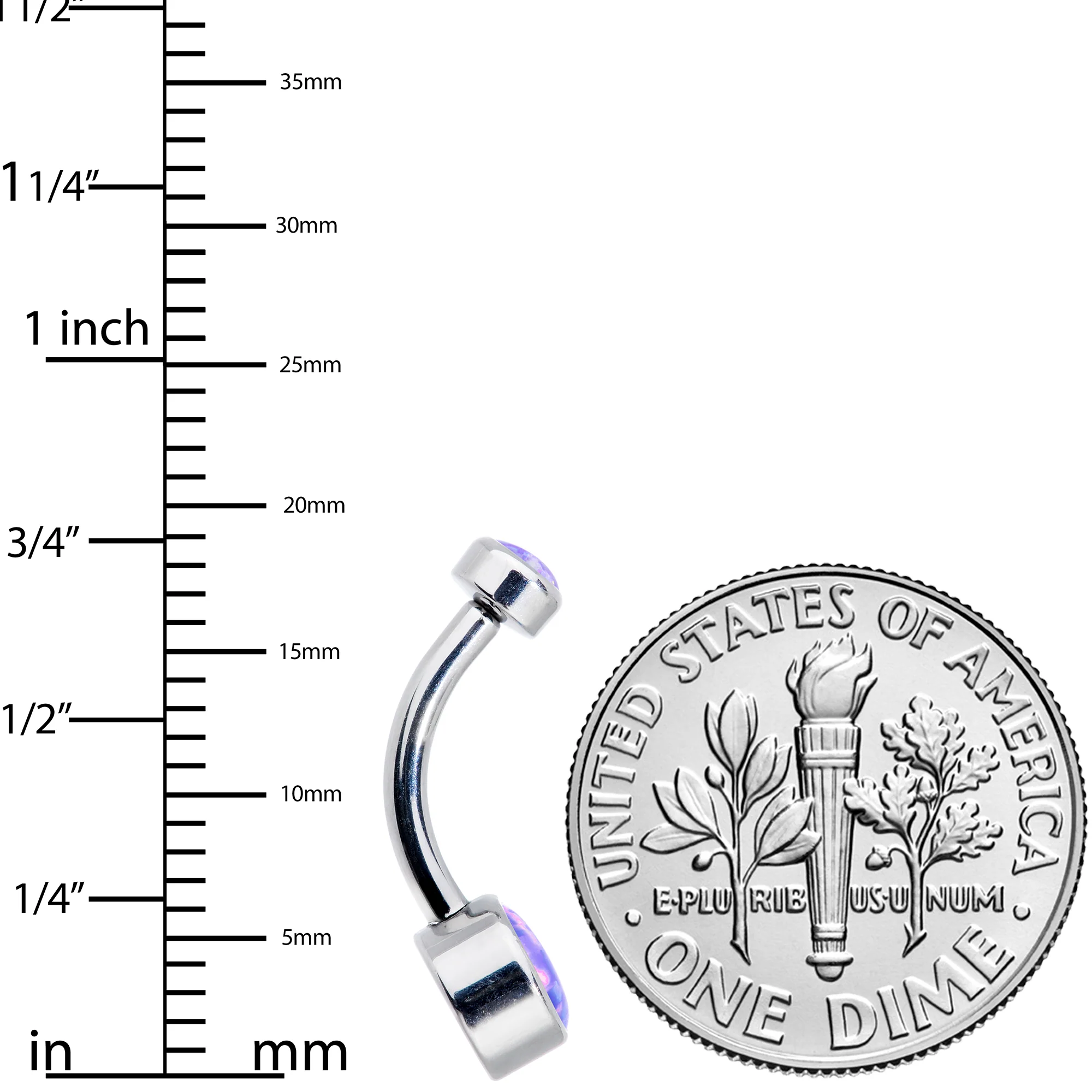 Purple Synthetic Opal Grade 23 Titanium Internal Thread Duo Belly Ring - Image 5