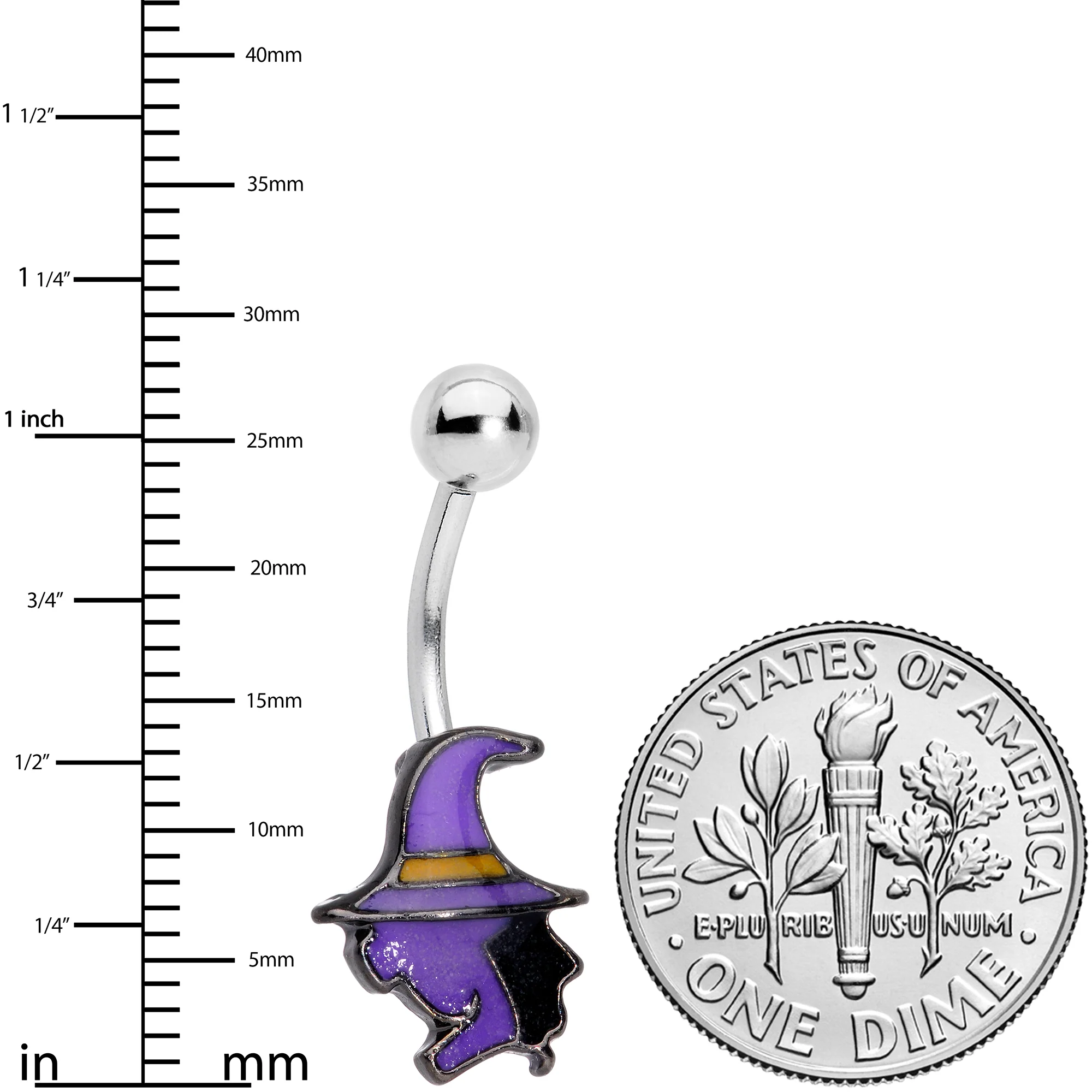 Purple Witch Halloween Glow in the Dark Belly Ring - Image 2