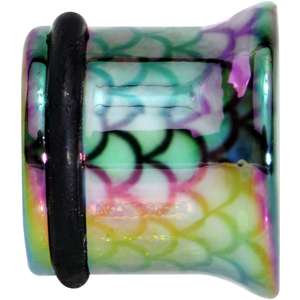Rainbow Acrylic Magical Mermaid Single Flare Plug Set 4mm to 12mm - Image 2