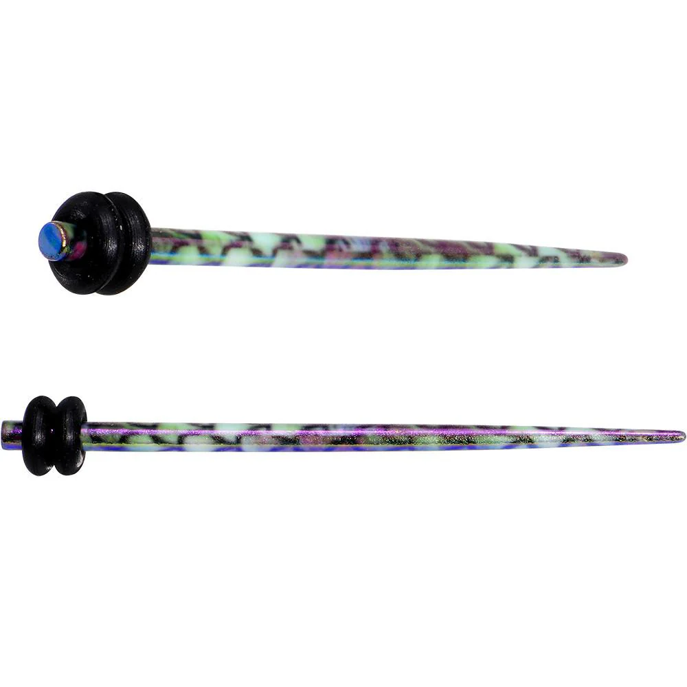 Rainbow Acrylic Mermaid Scale Straight Taper Set 14G to 12mm - Image 4
