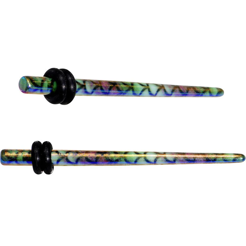 Rainbow Acrylic Mermaid Scale Straight Taper Set 14G to 12mm - Image 6