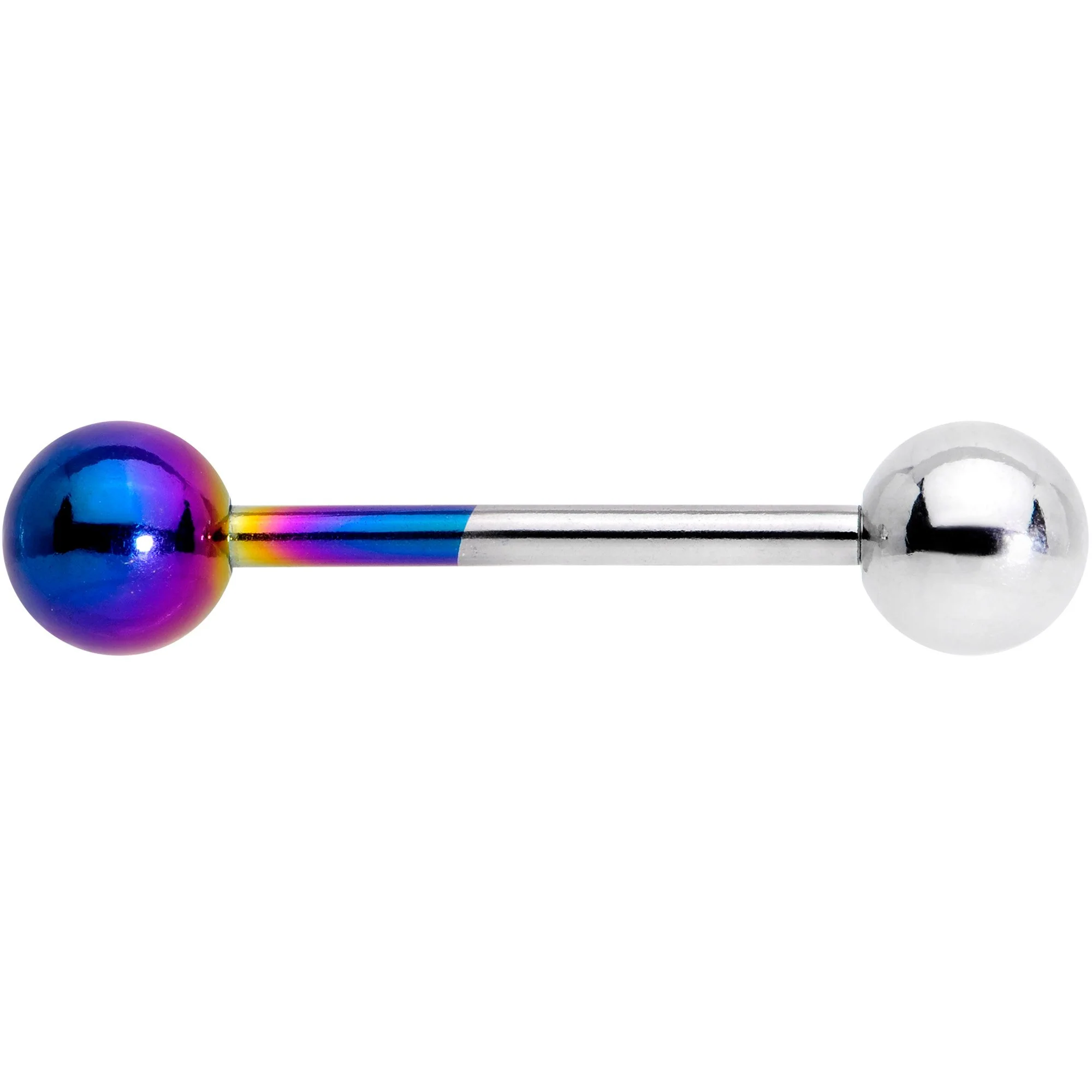 Rainbow and Steel Two Tone Tongue Ring - Image 2