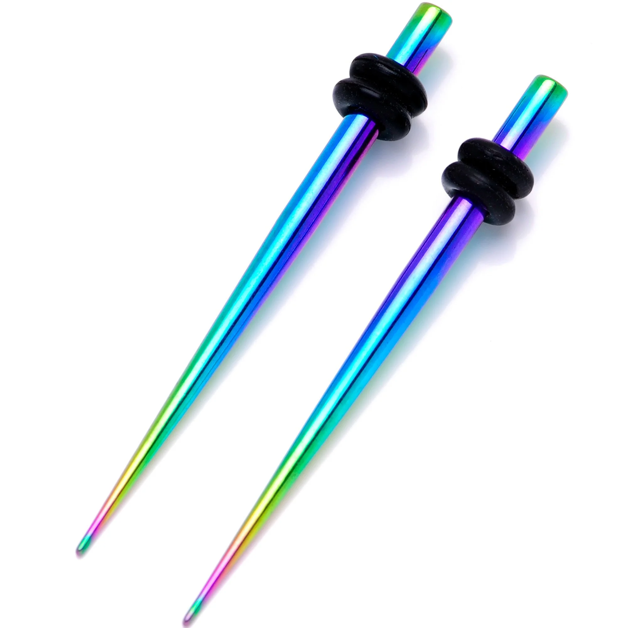 Rainbow Anodized Titanium Micro Taper Straight Plug Set 14G to 10G - Image 3