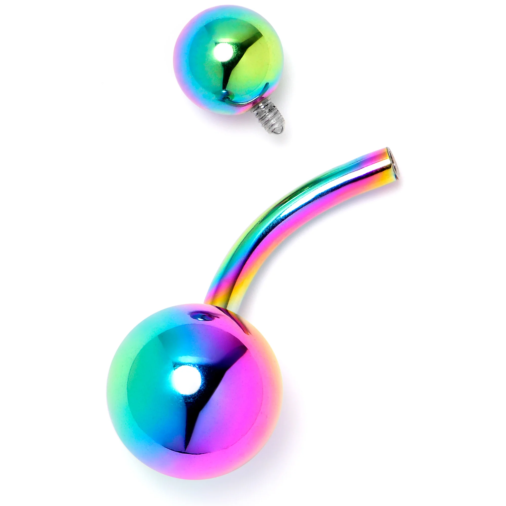 Rainbow ASTM F-136 Implant Grade Titanium Internally Threaded Belly Ring - Image 2