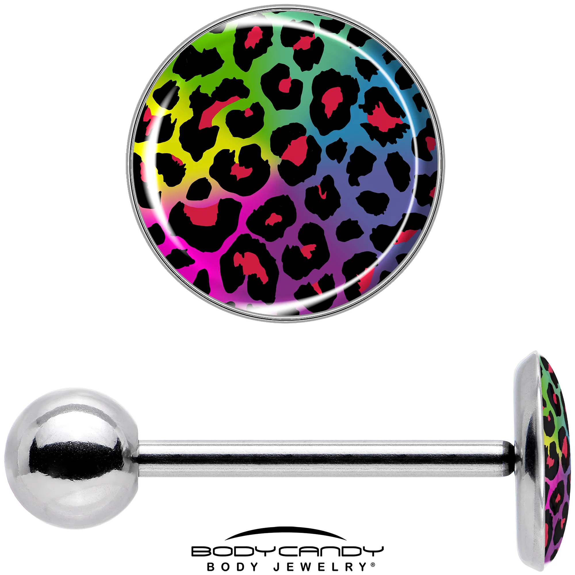 Rainbow Cheetah Print Barbell Tongue Ring by Onyx O - Image 7