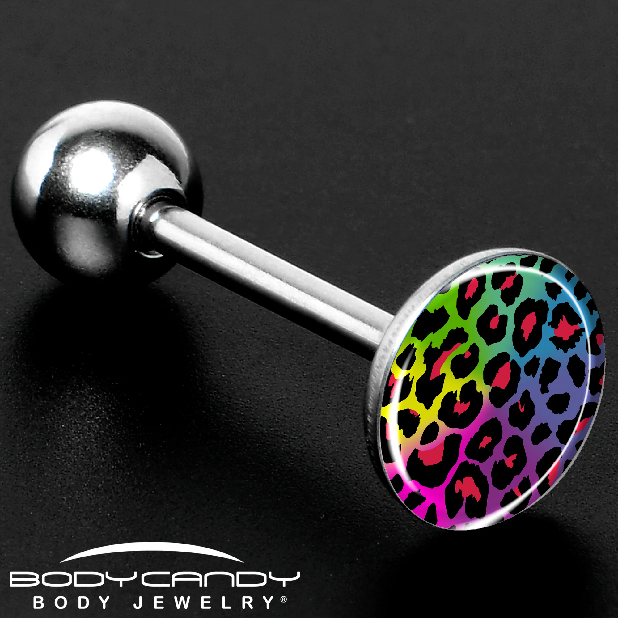 Rainbow Cheetah Print Barbell Tongue Ring by Onyx O - Image 8
