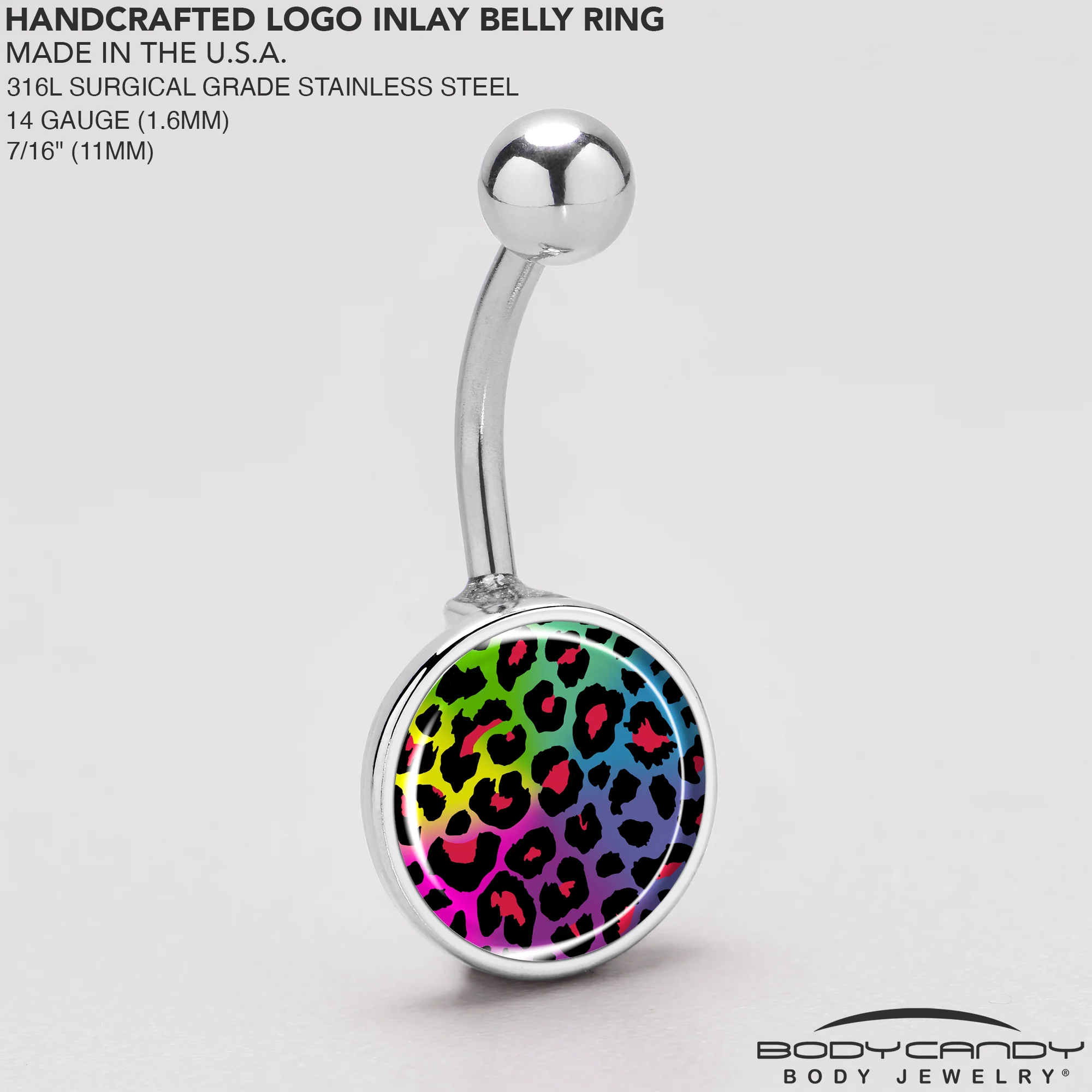 Rainbow Cheetah Print Belly Ring by Onyx O - Image 5