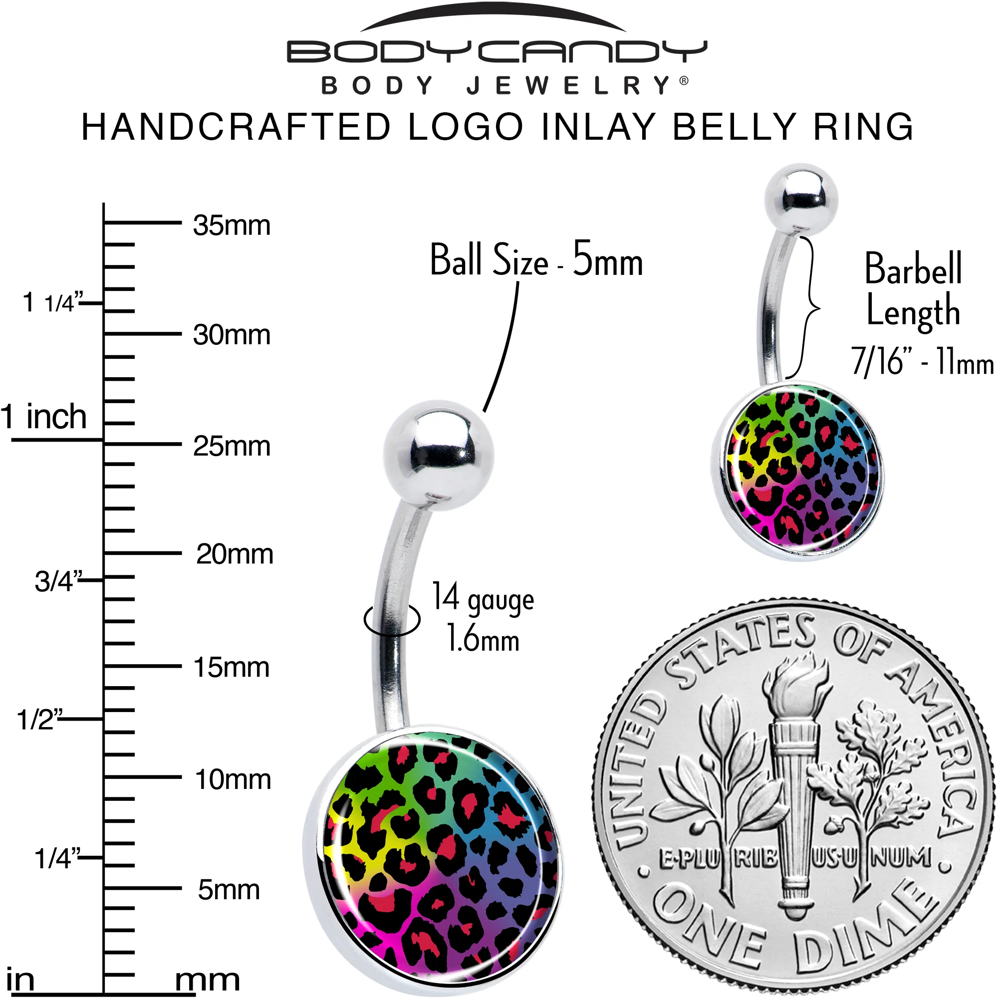 Rainbow Cheetah Print Belly Ring by Onyx O - Image 6
