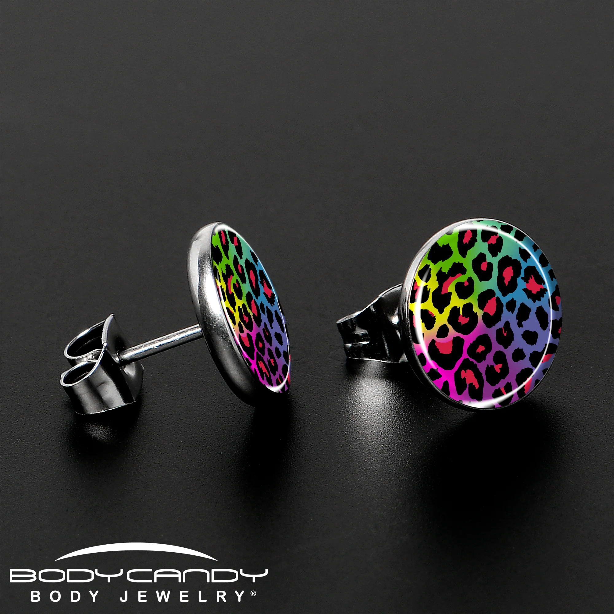 Rainbow Cheetah Print Stud Earrings by Onyx O - Image 3