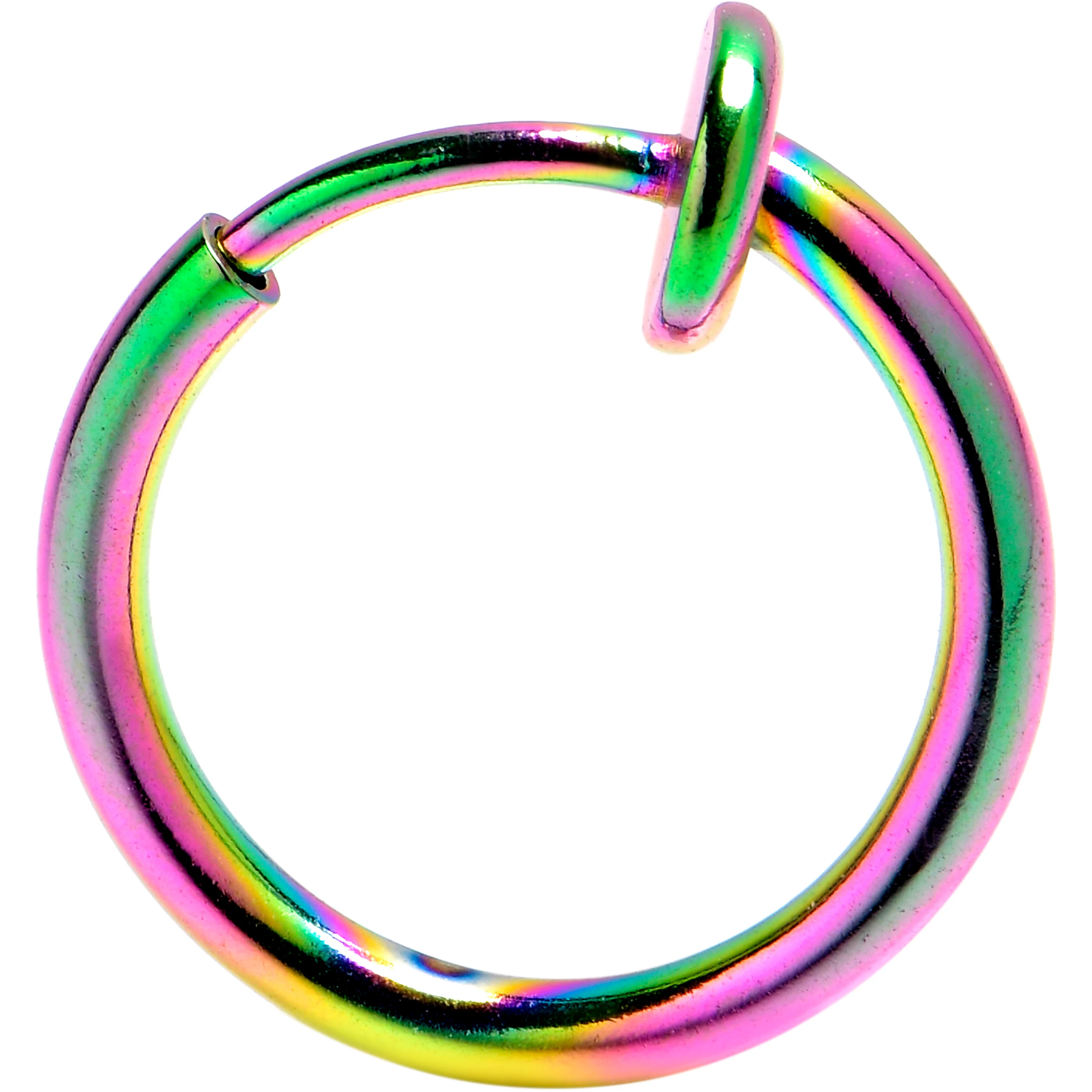 Rainbow Clip On Fake Nose Ring - Image 2