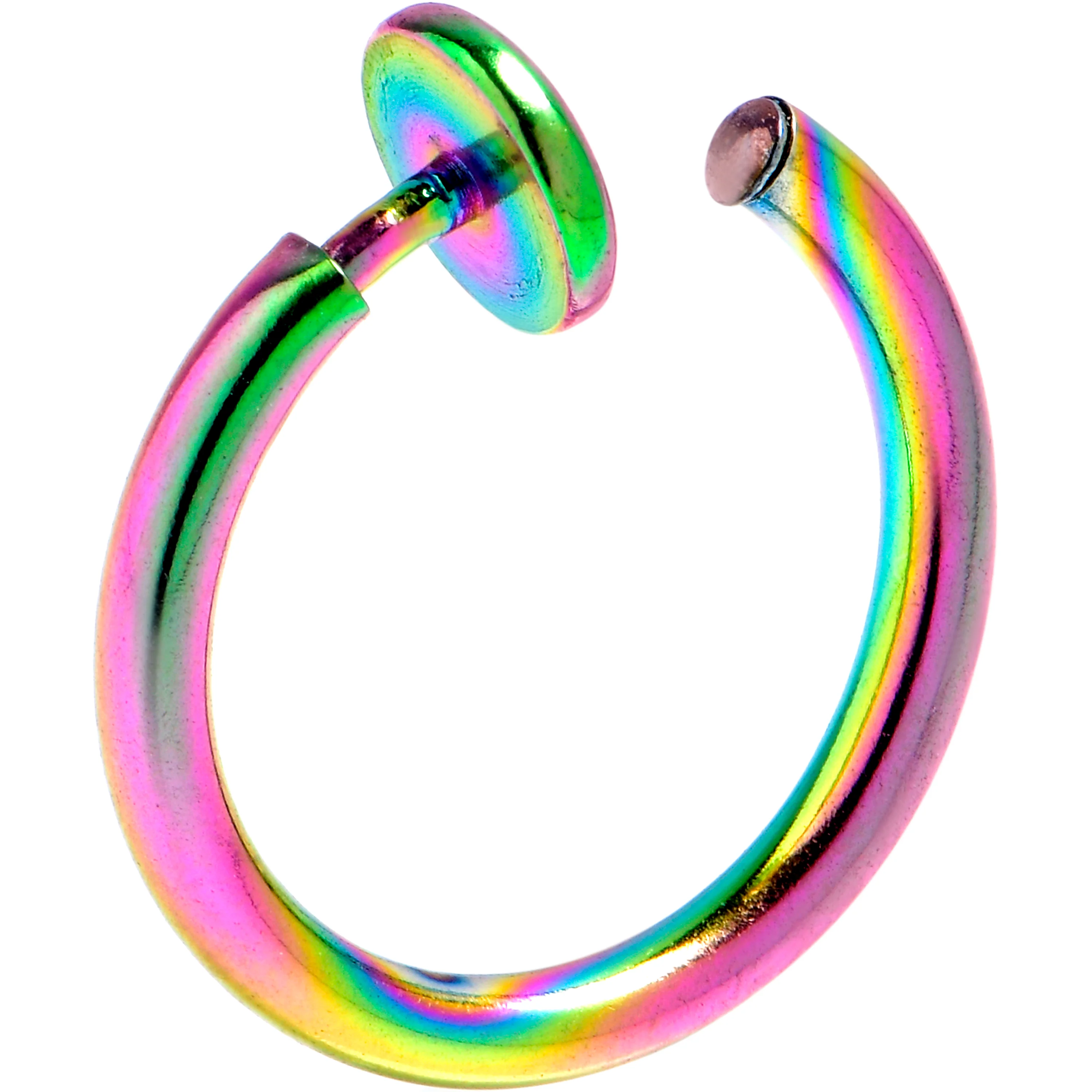Rainbow Clip On Fake Nose Ring - Image 3