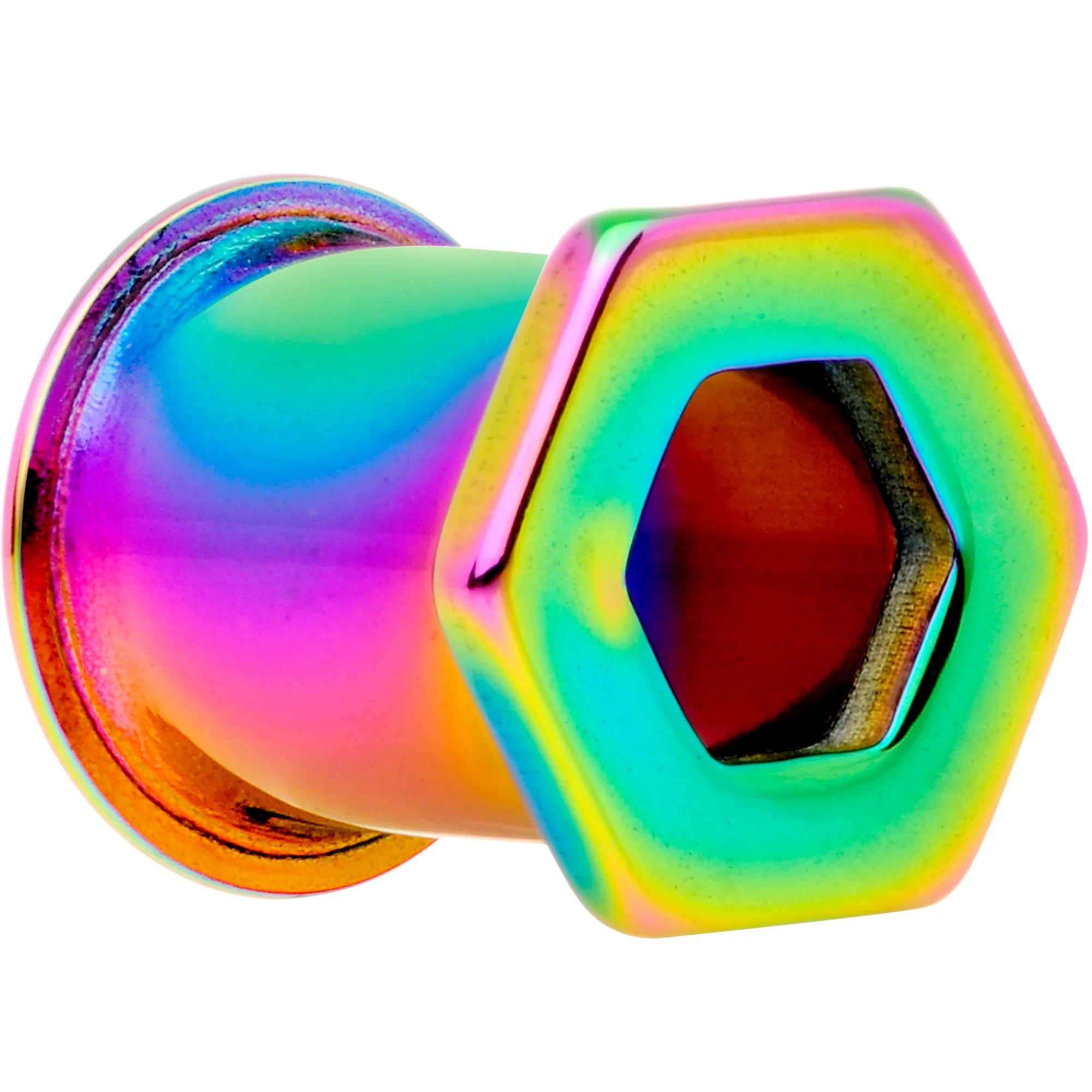 Rainbow Geometric Hexagon Double Flare Tunnel Plug Set 3mm to 25mm - Image 2