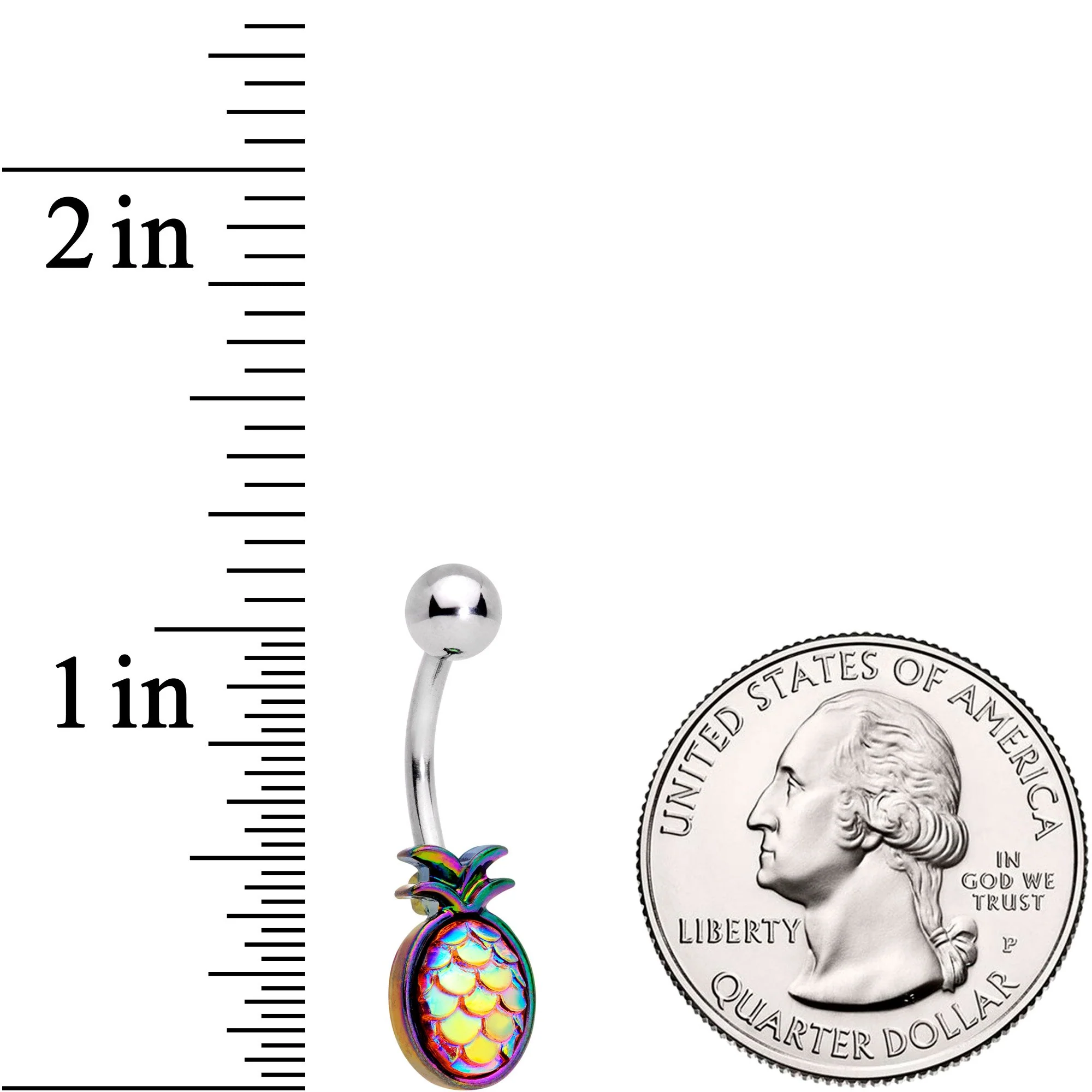 Rainbow Iridescent Dreamy Delicious Pineapple Belly Ring - Image 2