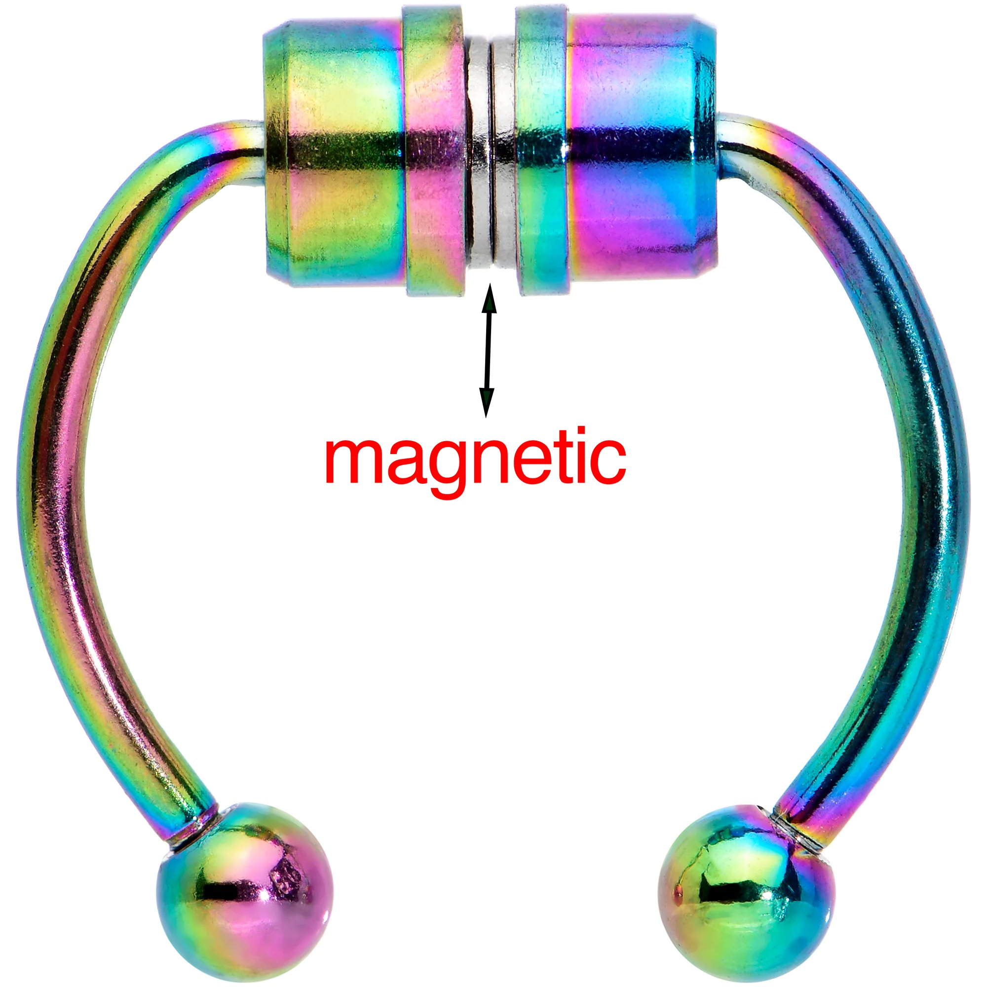 Rainbow Magnetic Septum Ring Horseshoe Non-Pierced Fake Nose Ring - Image 2