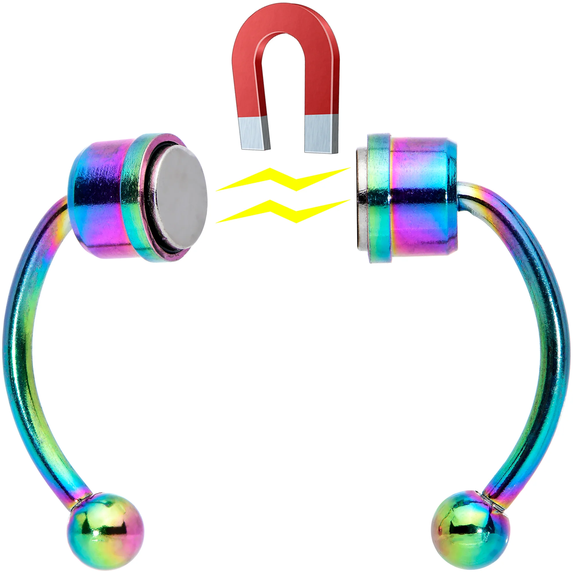 Rainbow Magnetic Septum Ring Horseshoe Non-Pierced Fake Nose Ring - Image 3
