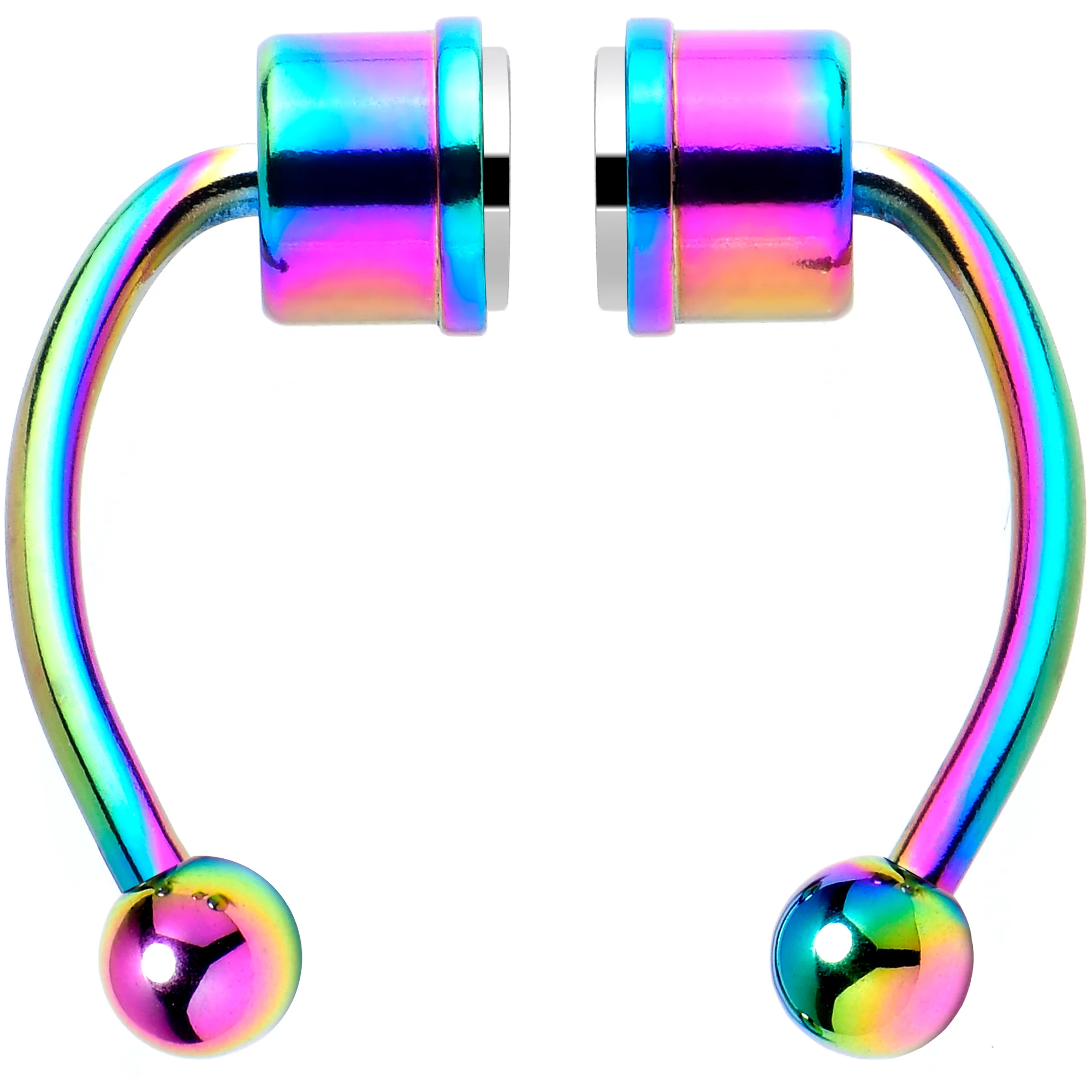 Rainbow PVD Magnetic Septum Ring Horseshoe Non-Pierced Fake Nose Ring Set - Image 2