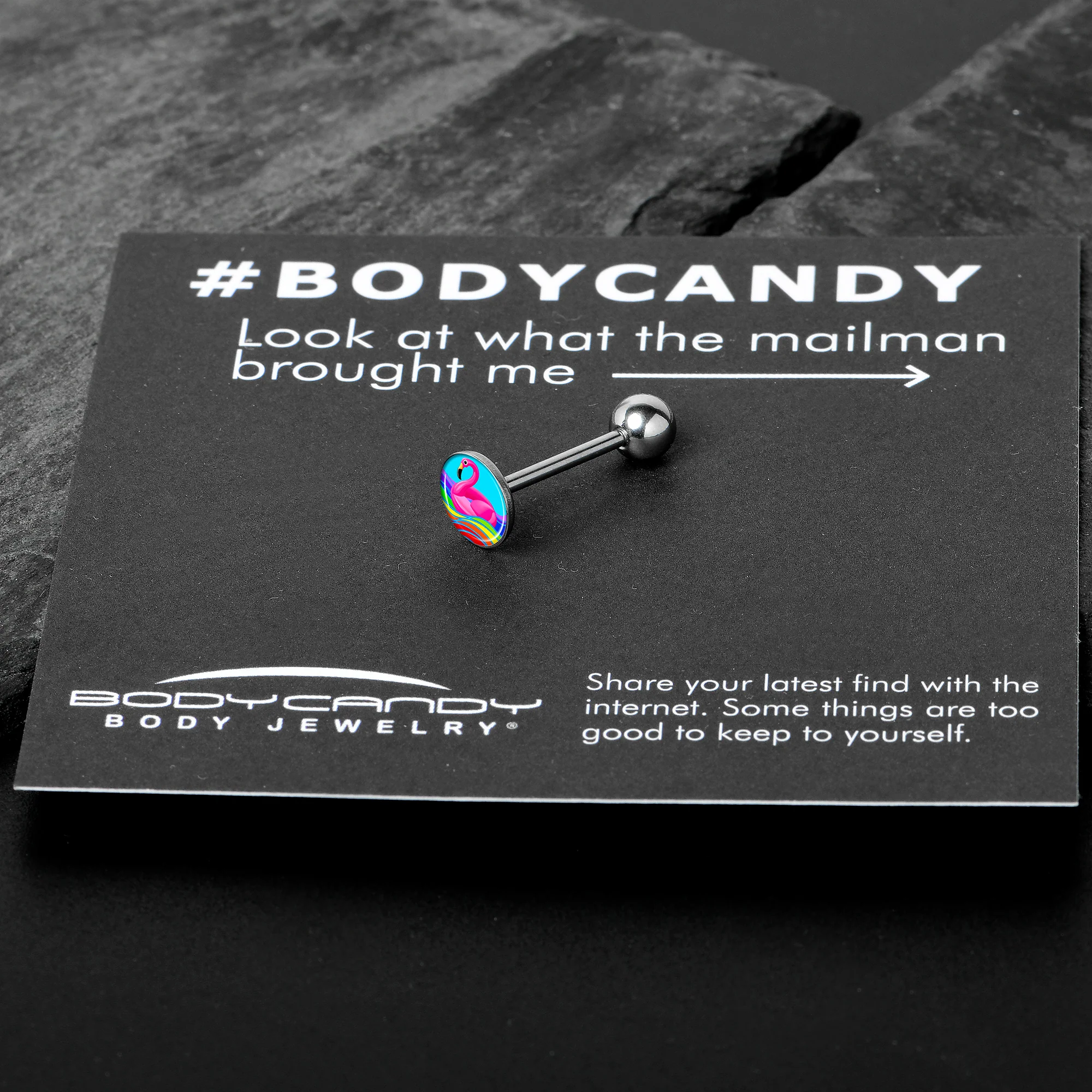 Rainbow Sea Floating Flamingo Barbell Tongue Ring by Onyx O - Image 7