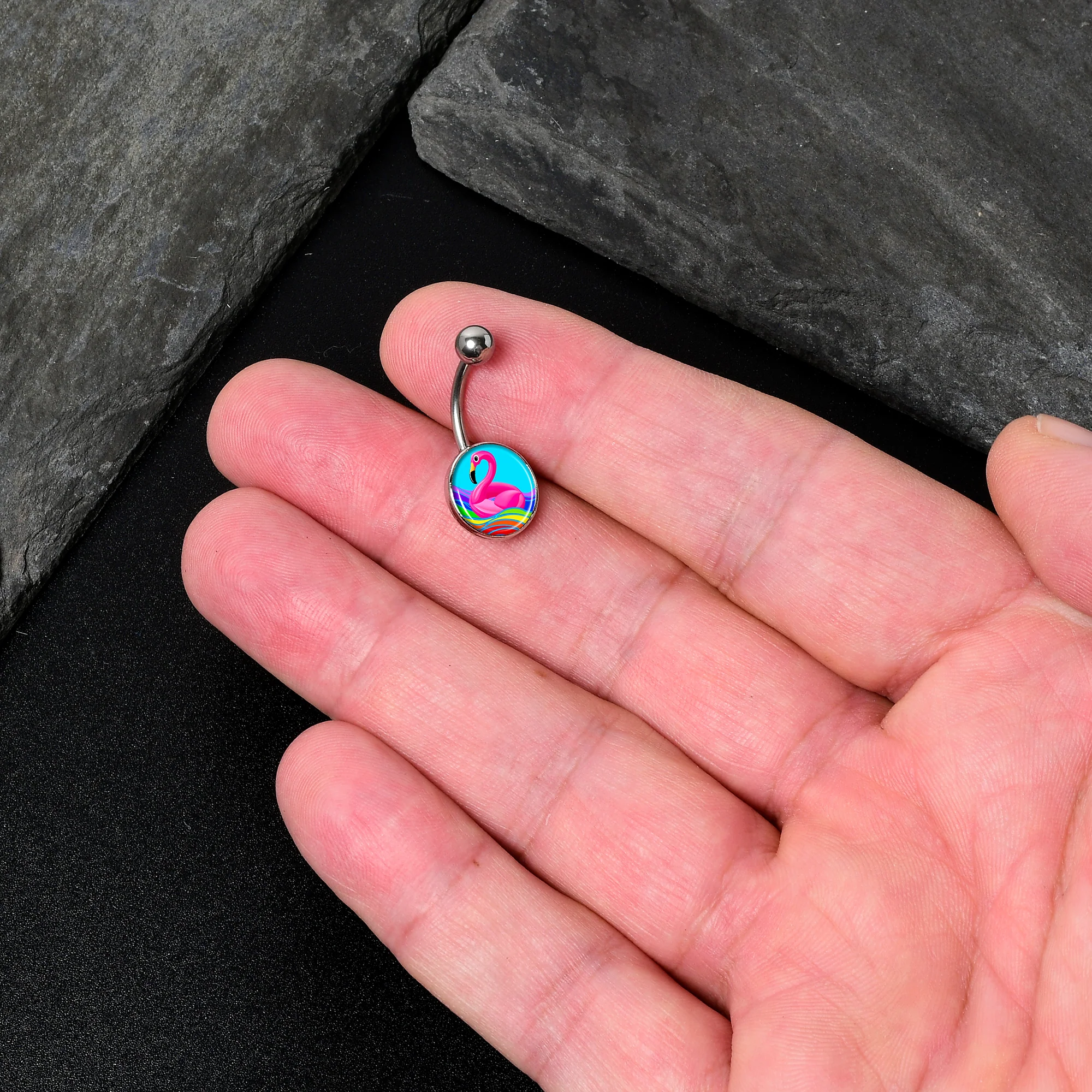Rainbow Sea Floating Flamingo Belly Ring by Onyx O - Image 7