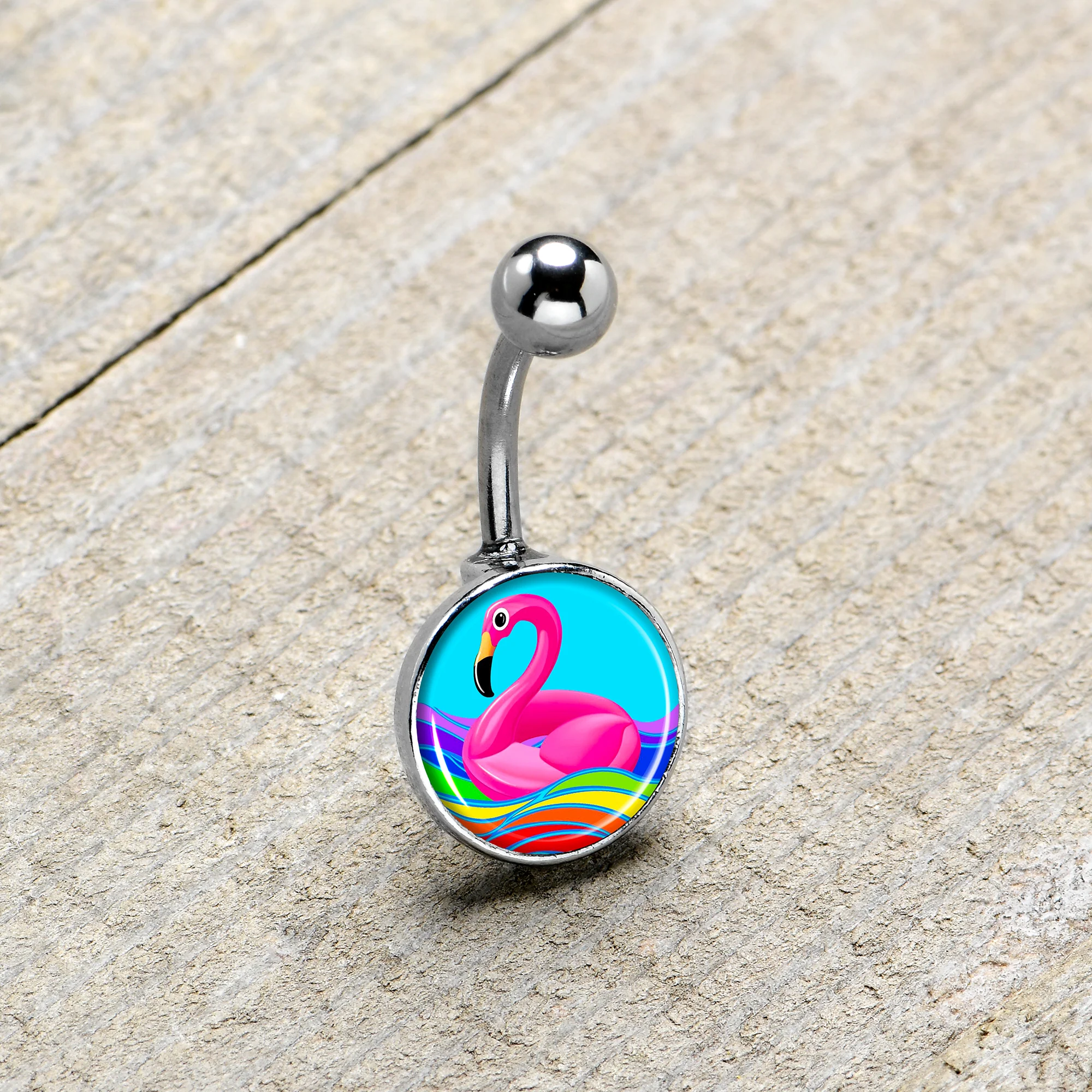 Rainbow Sea Floating Flamingo Belly Ring by Onyx O - Image 8