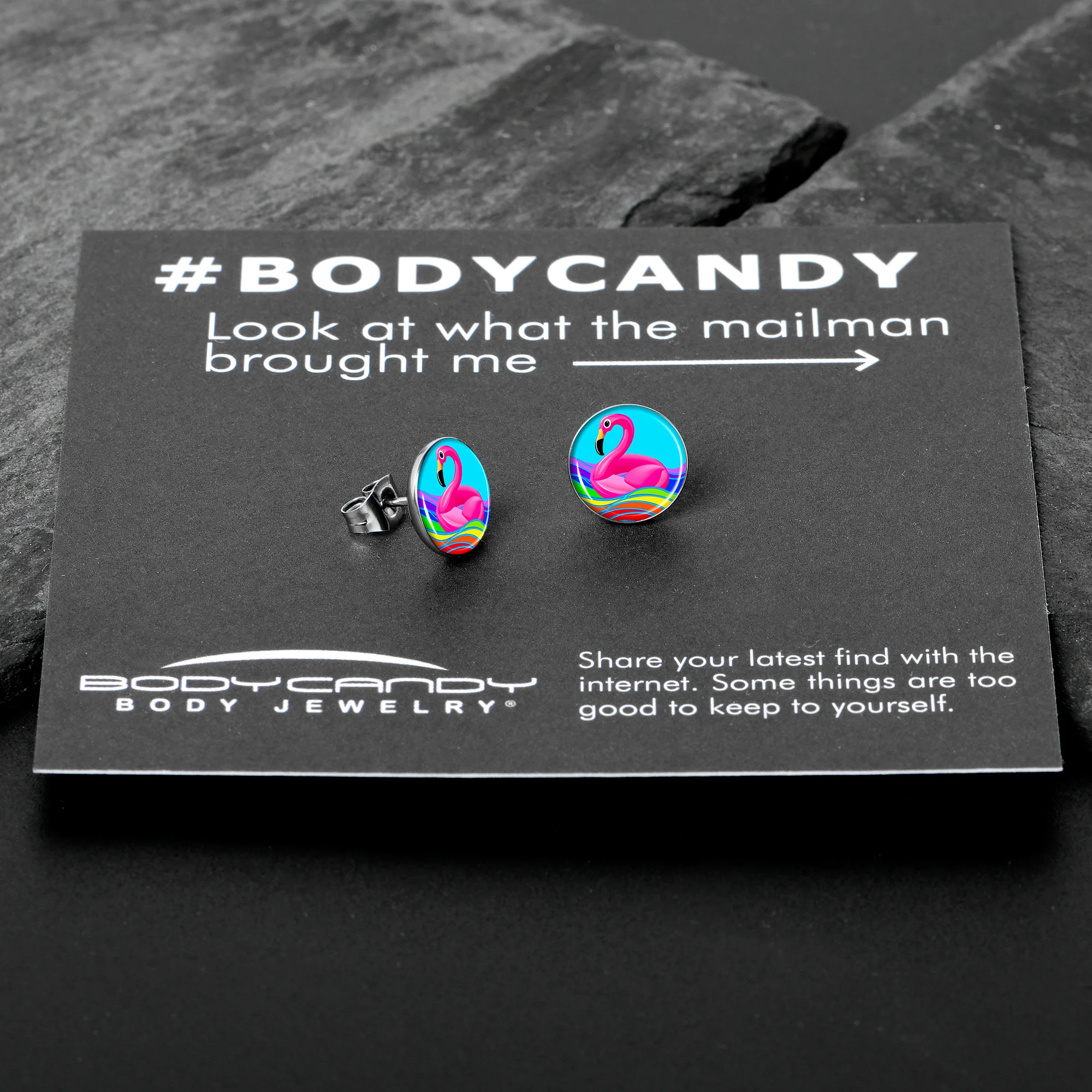 Rainbow Sea Floating Flamingo Stud Earrings by Onyx O - Image 7