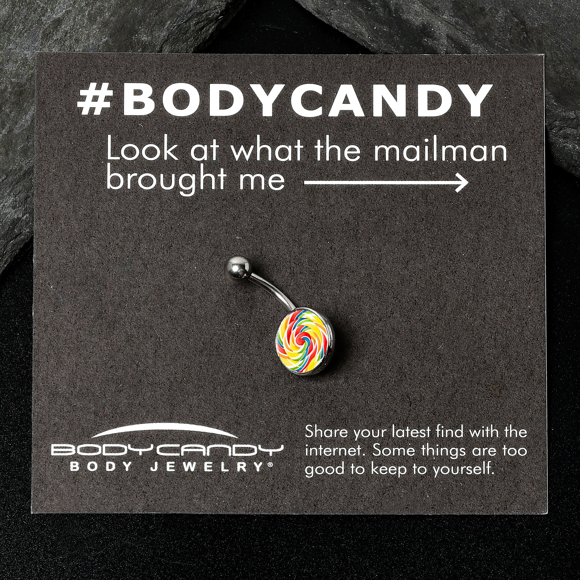 Rainbow Swirl Lollipop Belly Ring by Onyx O - Image 5