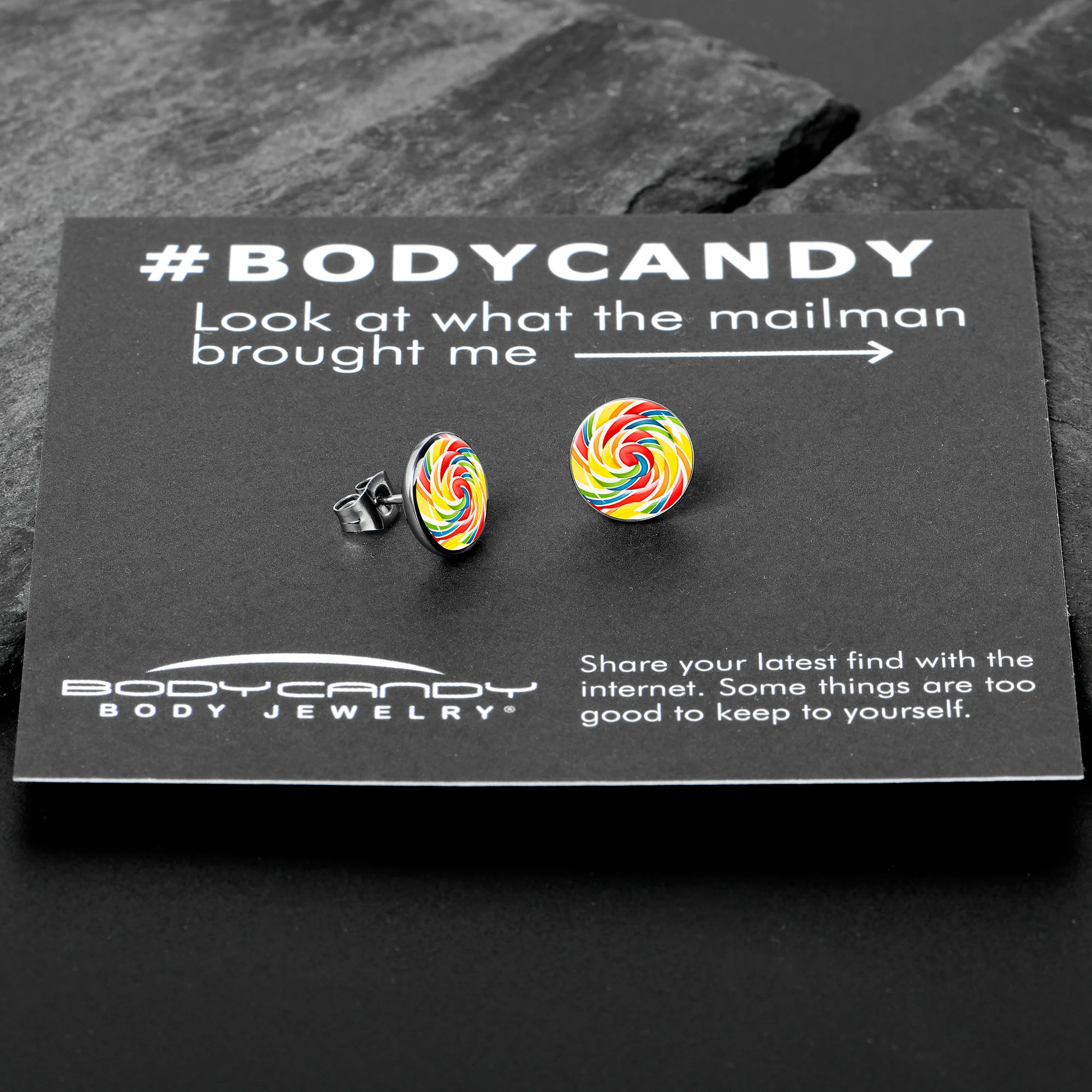 Rainbow Swirl Lollipop Stud Earrings by Onyx O - Image 7