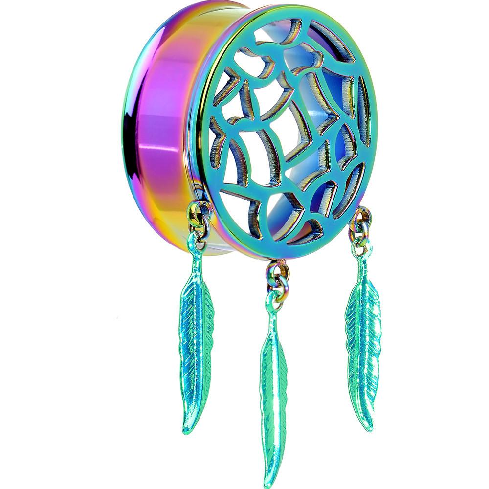 0G Rainbow Titanium Dreamcatcher Dangle Tunnel Sizes 00G to 1 Inch - Image 10