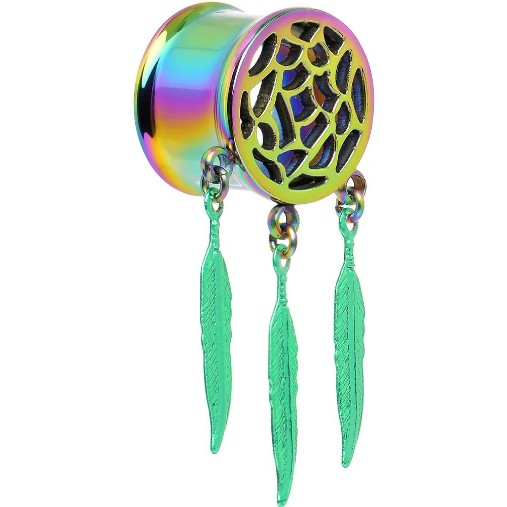 0G Rainbow Titanium Dreamcatcher Dangle Tunnel Sizes 00G to 1 Inch - Image 4
