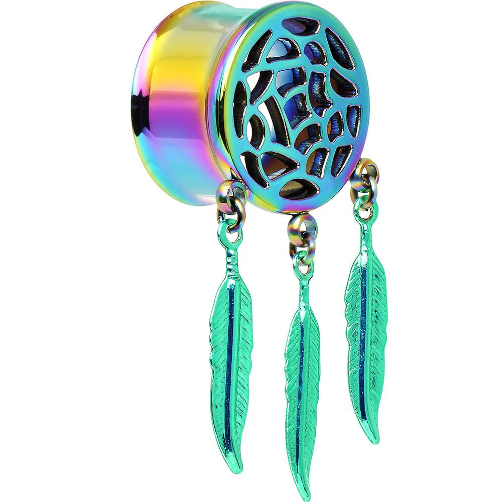 0G Rainbow Titanium Dreamcatcher Dangle Tunnel Sizes 00G to 1 Inch - Image 5