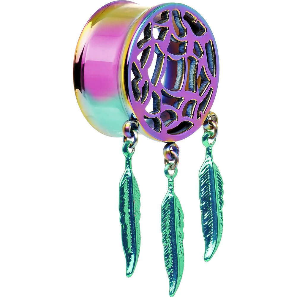 0G Rainbow Titanium Dreamcatcher Dangle Tunnel Sizes 00G to 1 Inch - Image 7