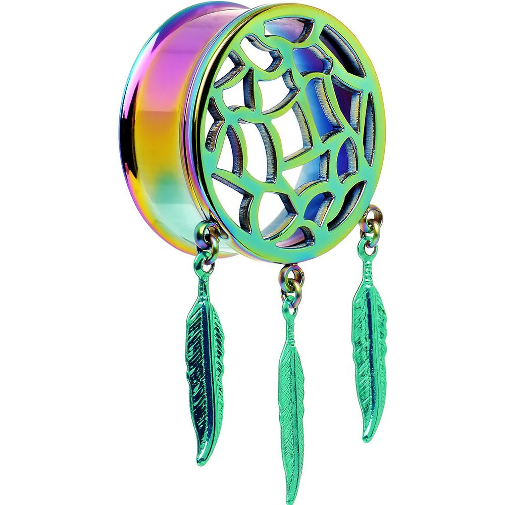 0G Rainbow Titanium Dreamcatcher Dangle Tunnel Sizes 00G to 1 Inch - Image 9