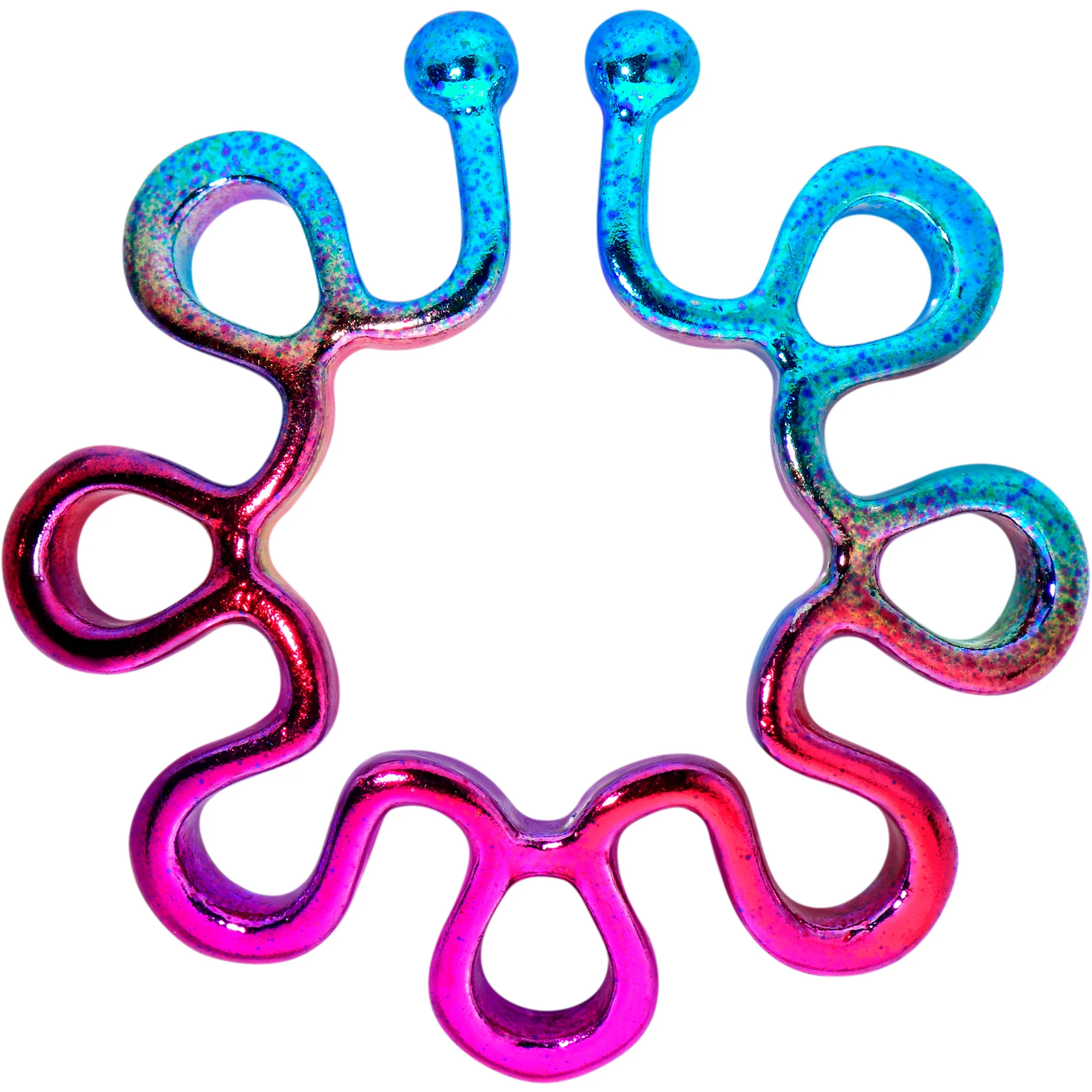 Rainbow Trippy Flower Clip On Fake Nipple Ring Set - Image 2