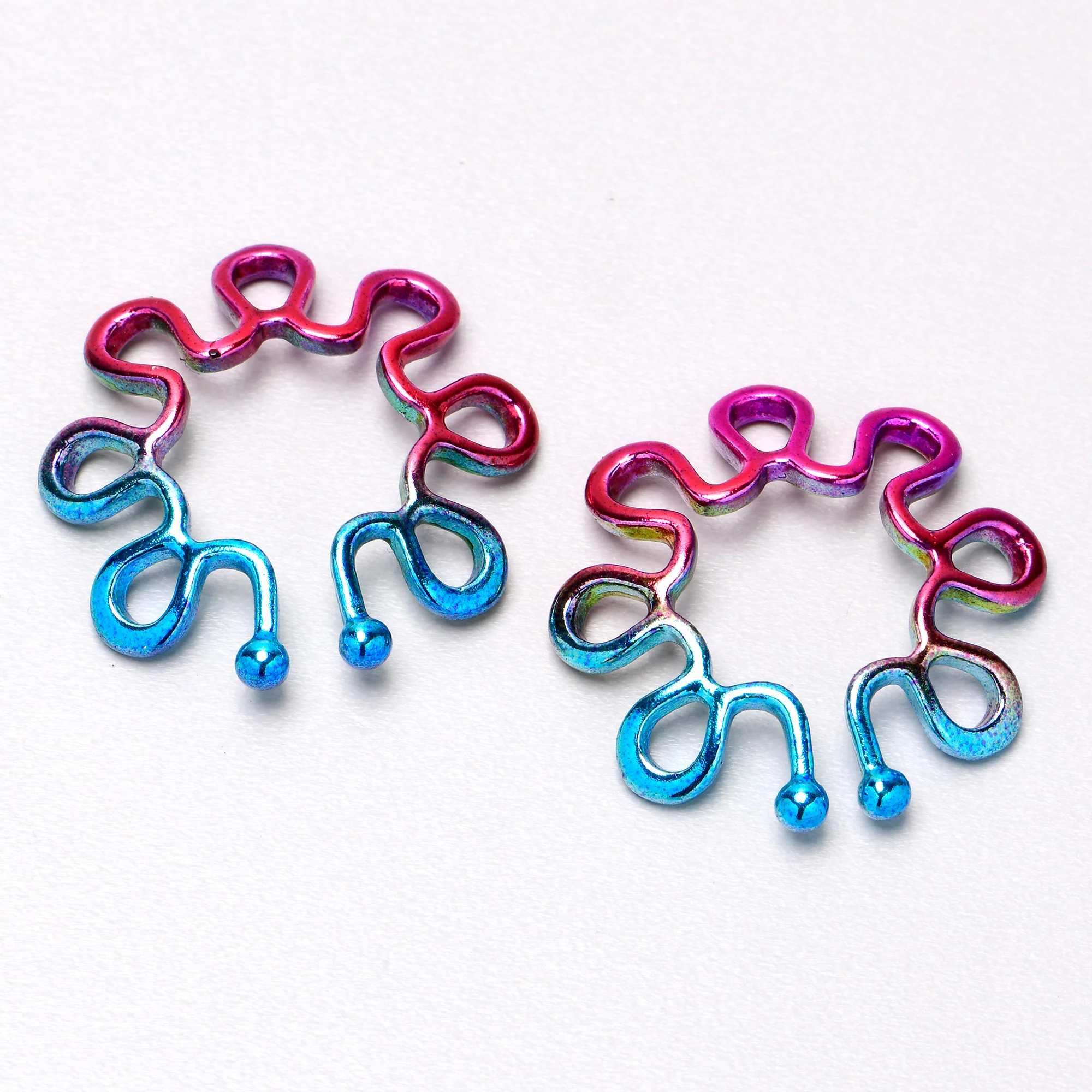 Rainbow Trippy Flower Clip On Fake Nipple Ring Set - Image 6