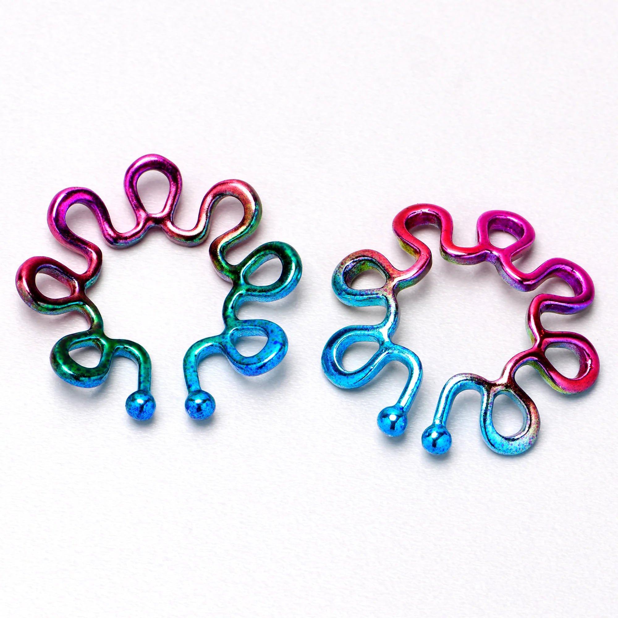Rainbow Trippy Flower Clip On Fake Nipple Ring Set - Image 7