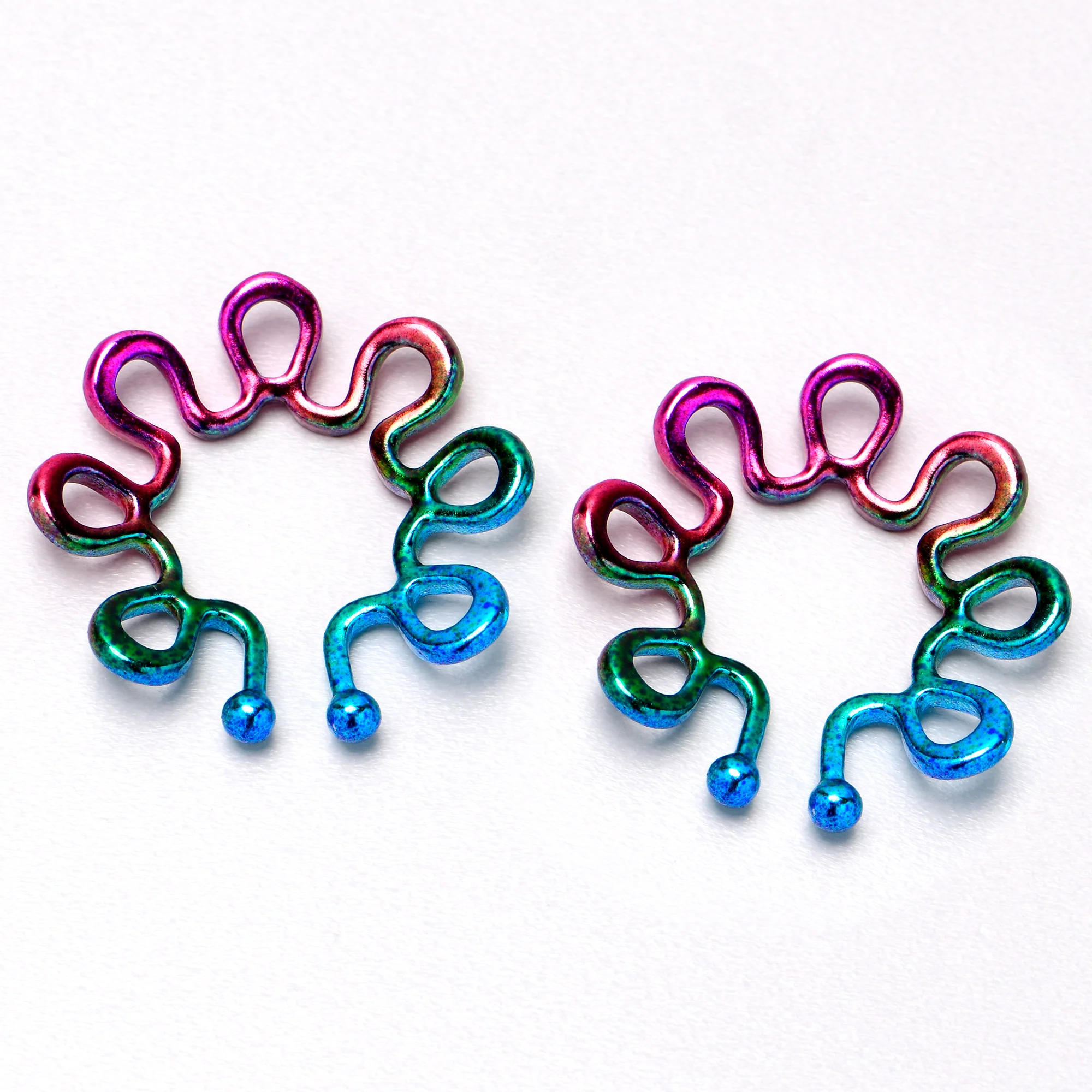 Rainbow Trippy Flower Clip On Fake Nipple Ring Set - Image 8