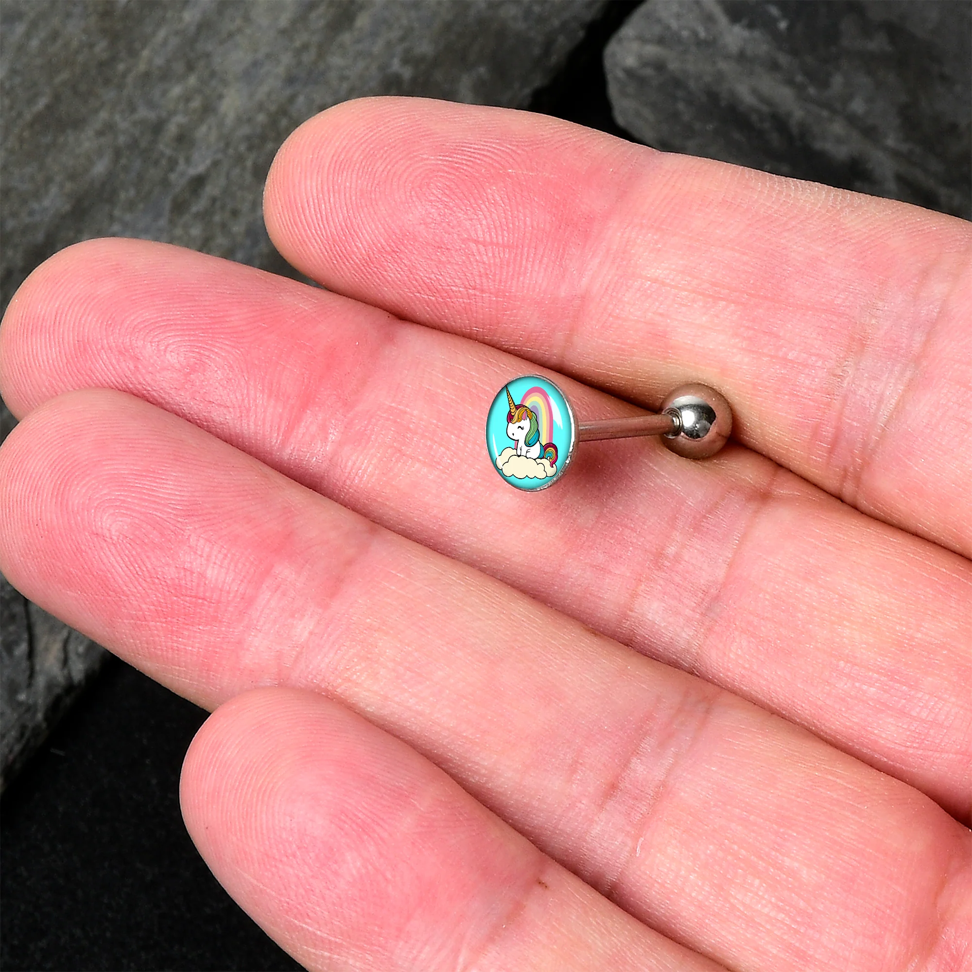 Rainbow Unicorn Barbell Tongue Ring by Onyx O - Image 2