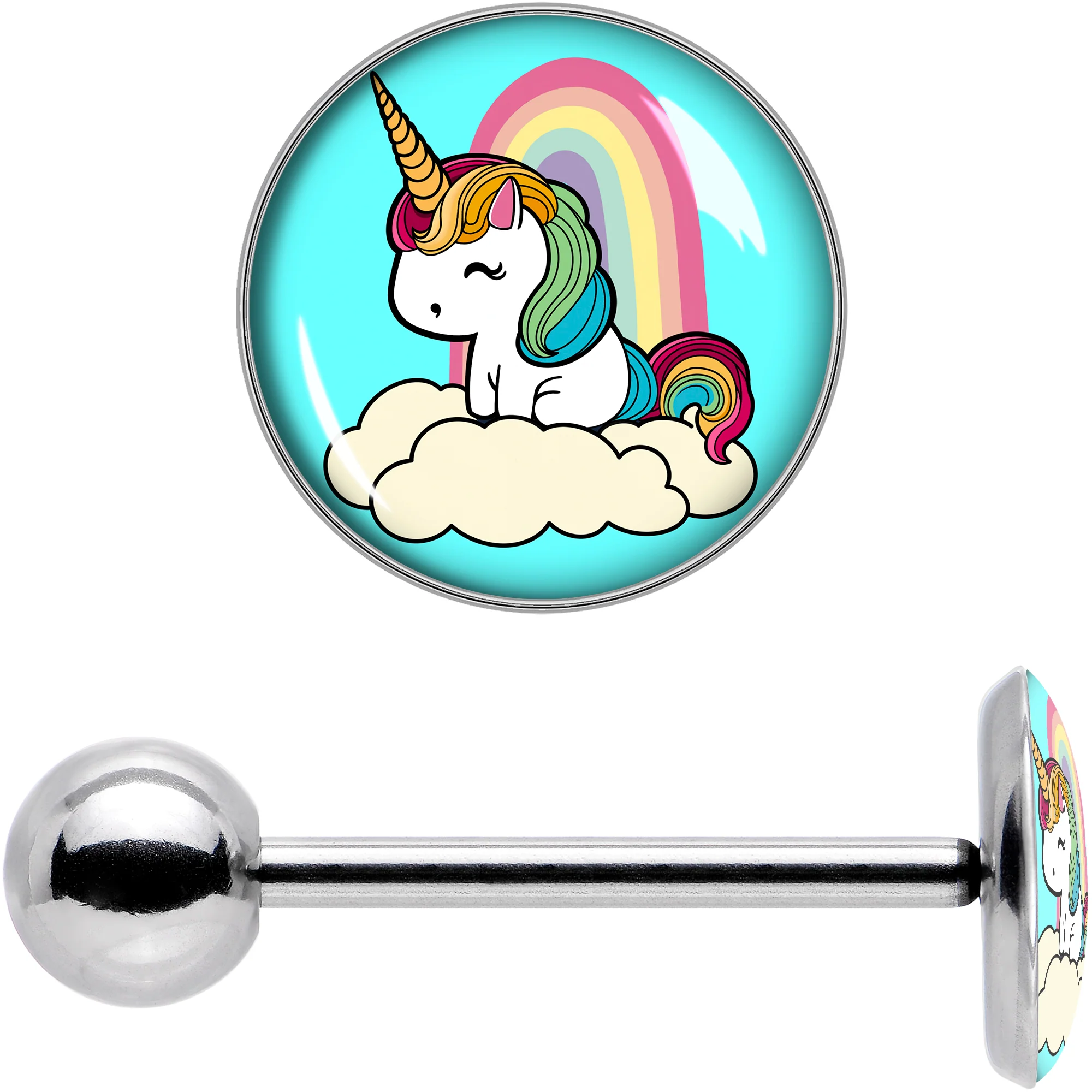 Rainbow Unicorn Barbell Tongue Ring by Onyx O - Image 7