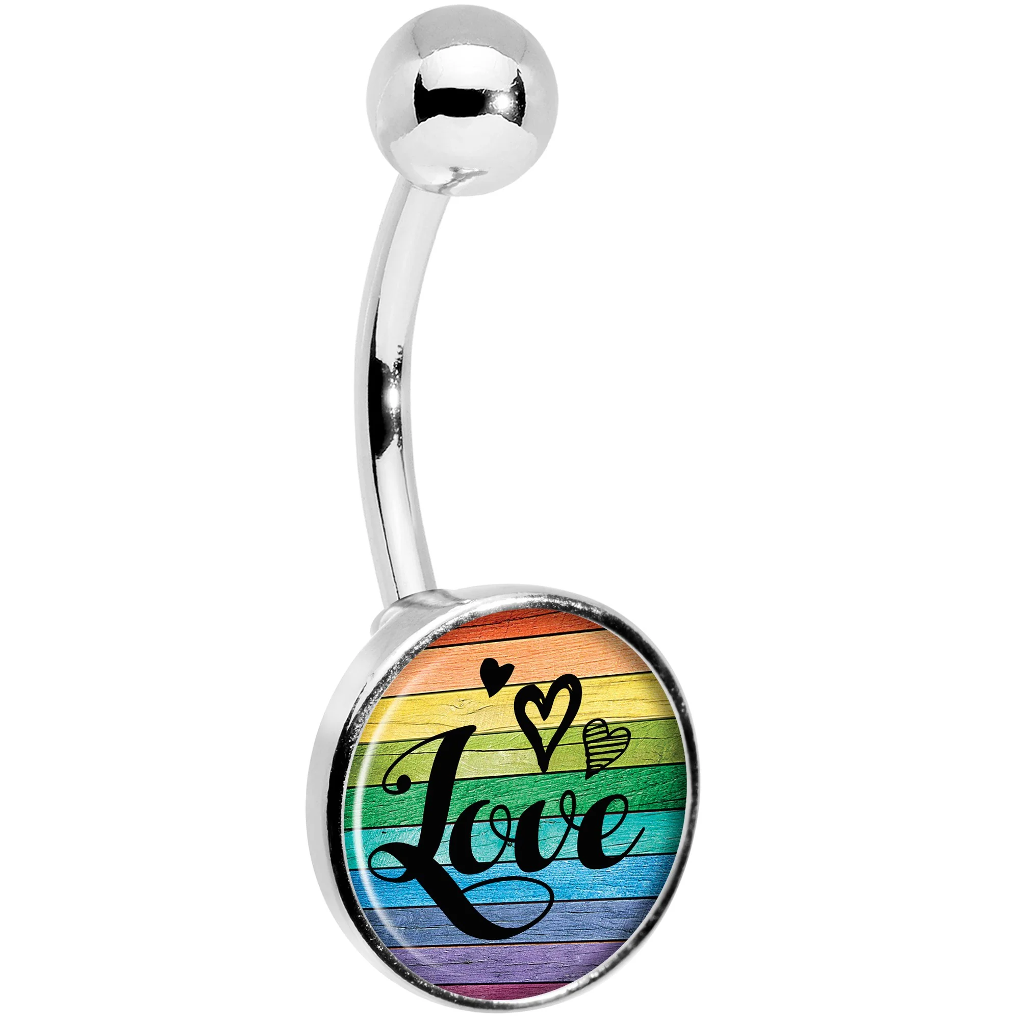 Rainbow Wooden Love Pride Flag Belly Ring - Image 3