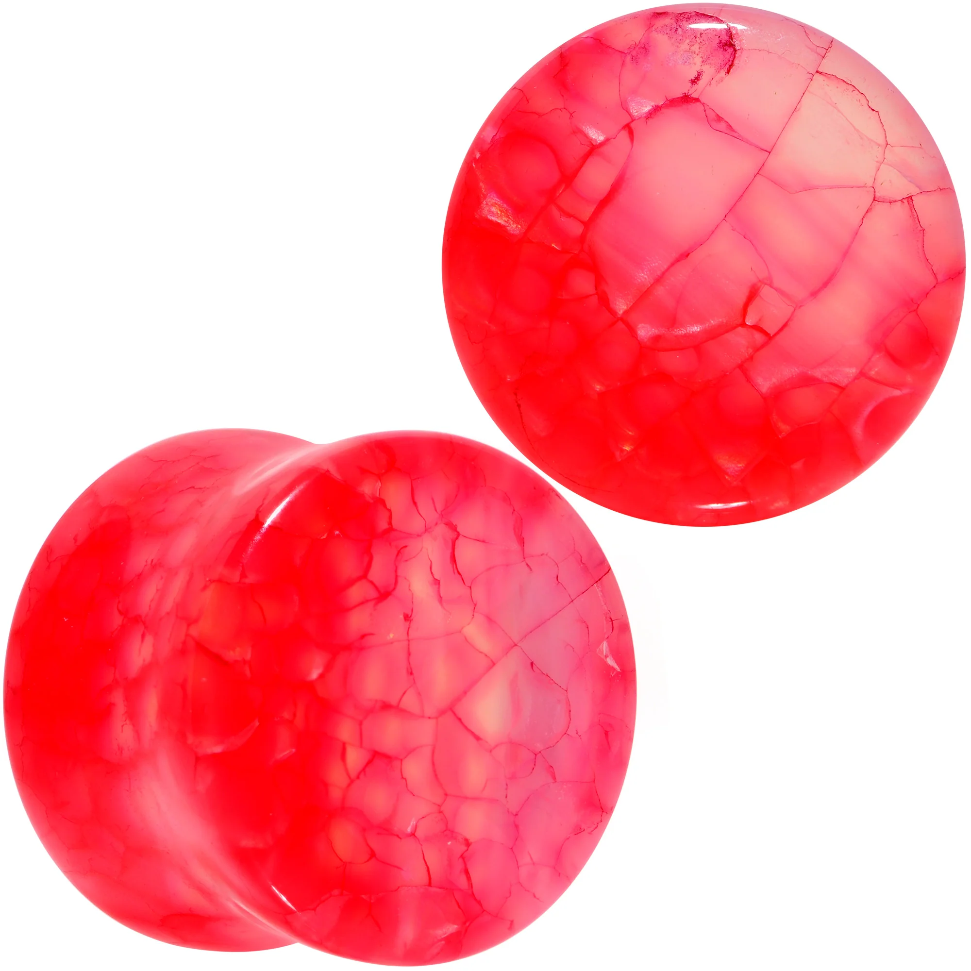 Red Agate Stone Saddle Plug Set Available in Sizes 0G to 25mm - Image 12