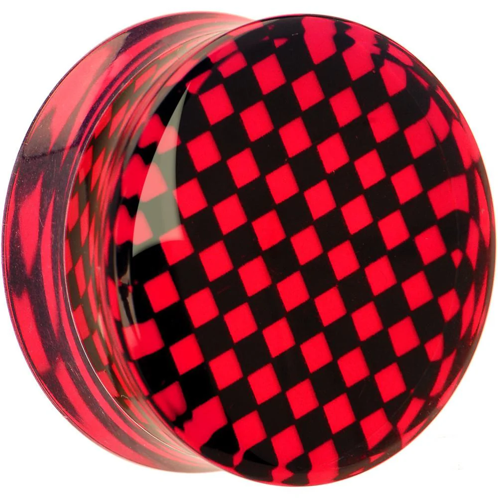 Red and Black Checker Inlayed Saddle Plug 2G to 30mm - Image 11