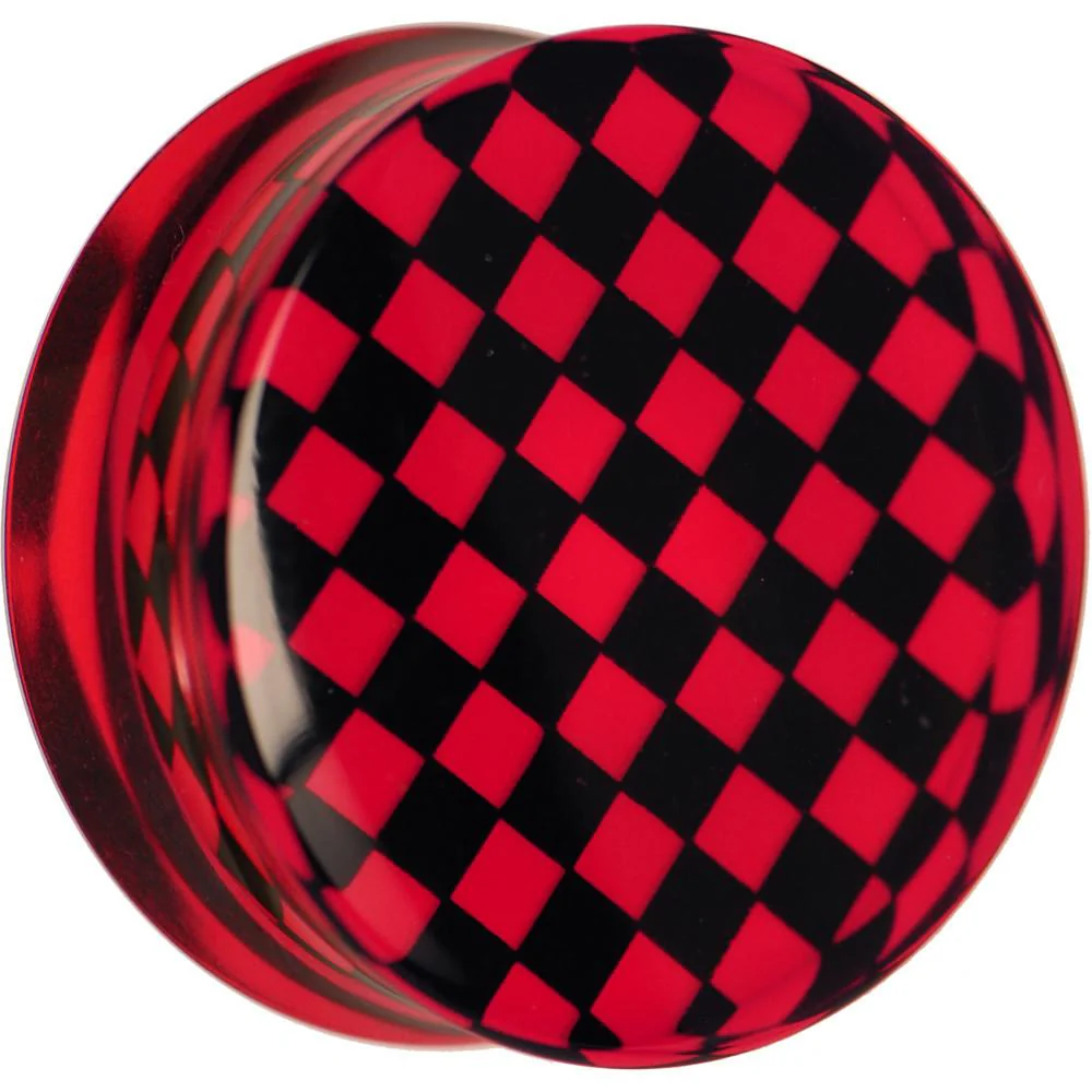 Red and Black Checker Inlayed Saddle Plug 2G to 30mm - Image 12