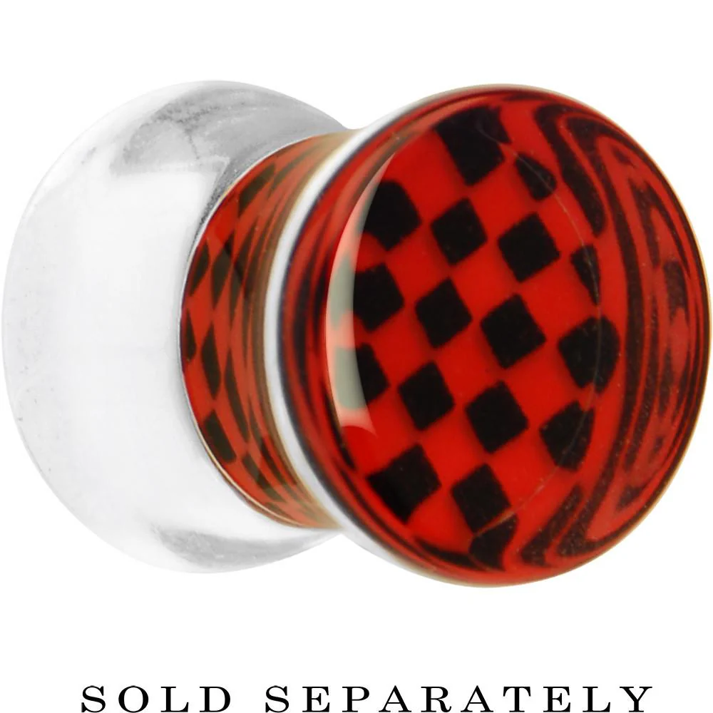 Red and Black Checker Inlayed Saddle Plug 2G to 30mm - Image 2