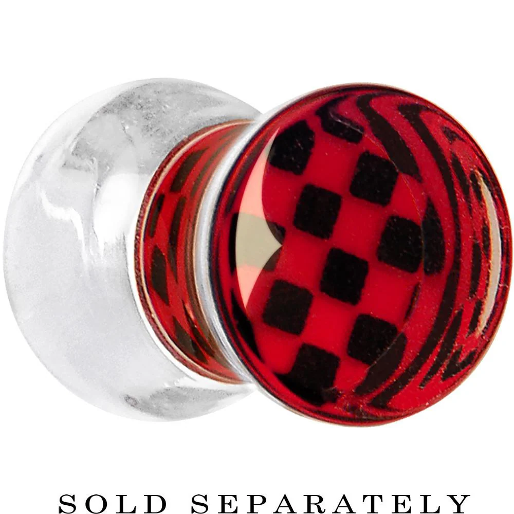 Red and Black Checker Inlayed Saddle Plug 2G to 30mm - Image 4