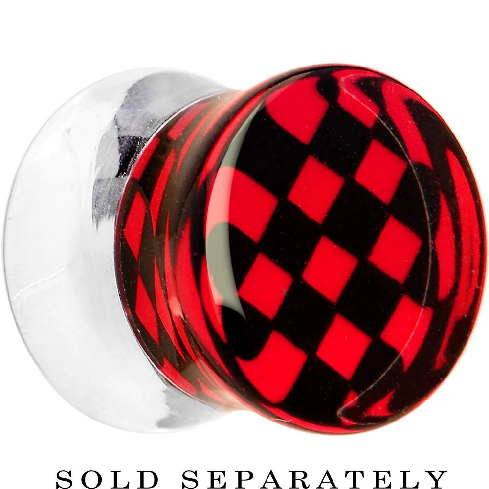Red and Black Checker Inlayed Saddle Plug 2G to 30mm - Image 5