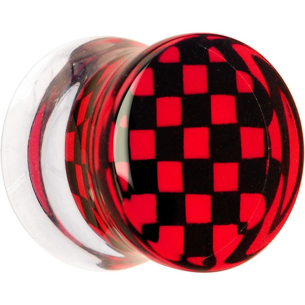 Red and Black Checker Inlayed Saddle Plug 2G to 30mm - Image 6
