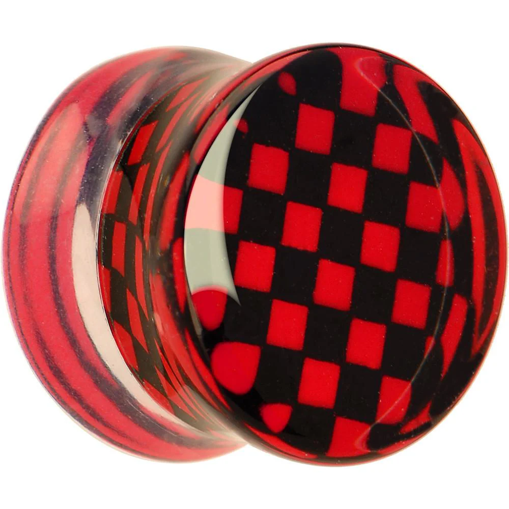 Red and Black Checker Inlayed Saddle Plug 2G to 30mm - Image 7