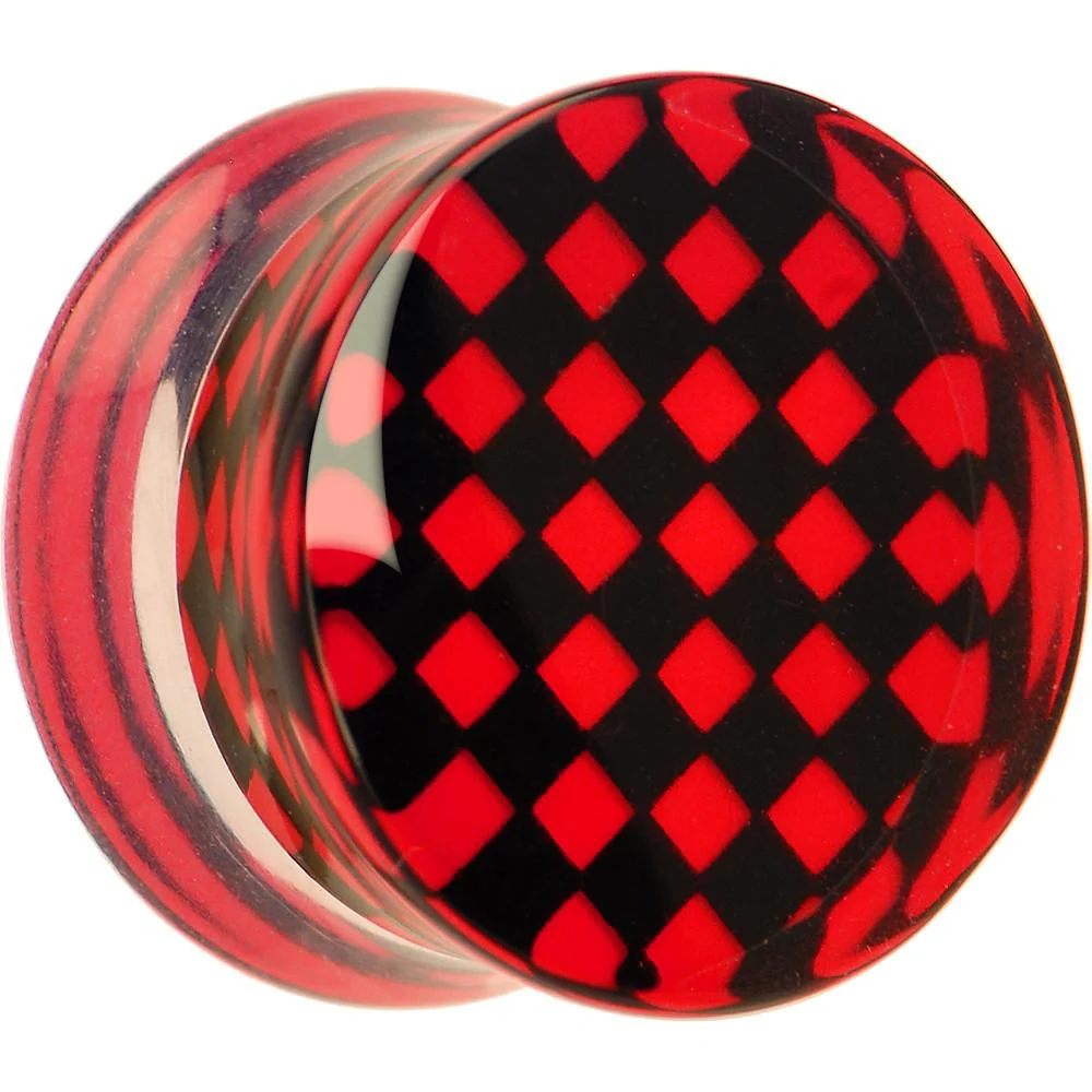 Red and Black Checker Inlayed Saddle Plug 2G to 30mm - Image 8